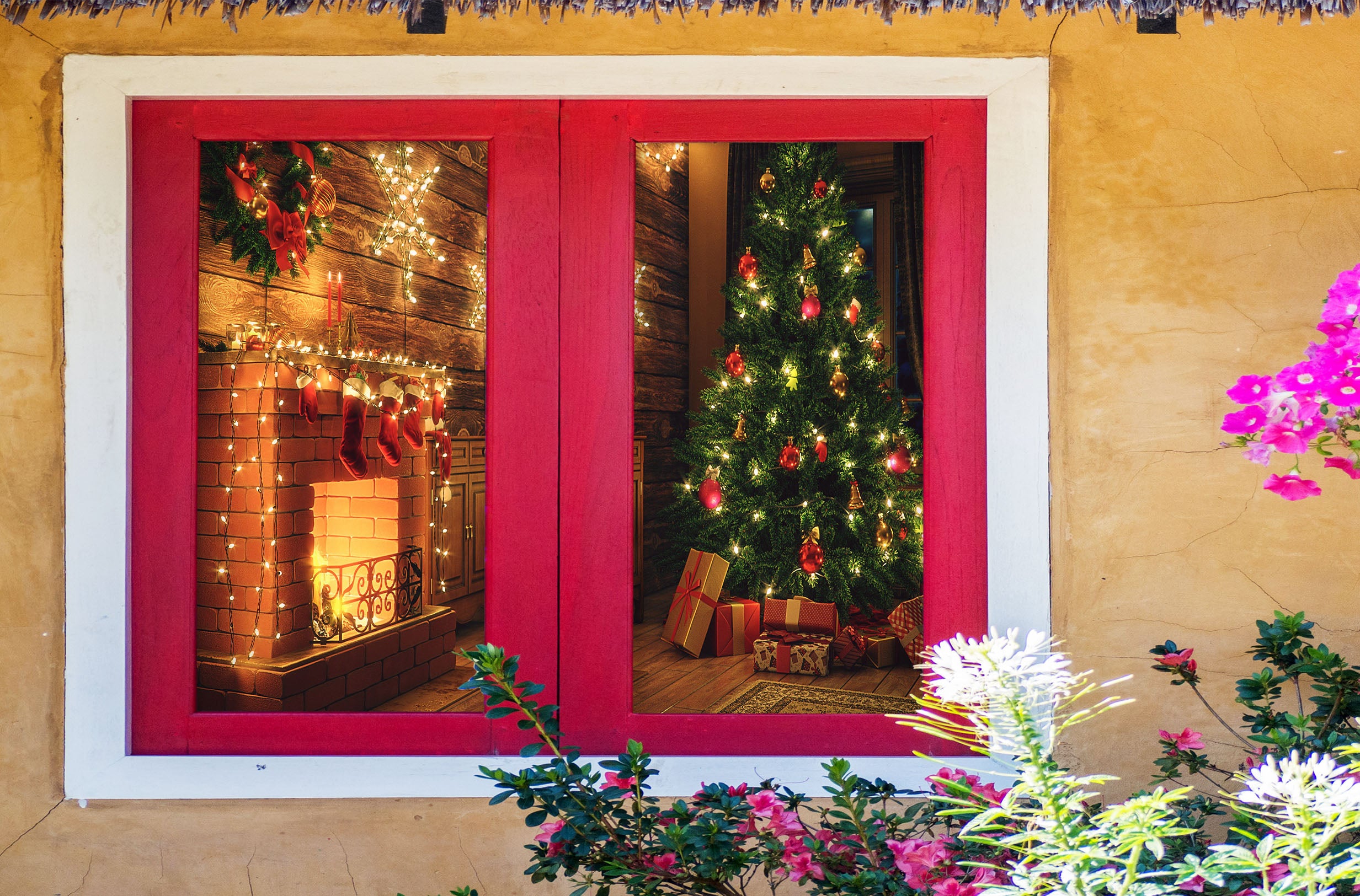 3D Star Light Socks 1032 Christmas Window Film Print Sticker Cling Stained Glass Xmas