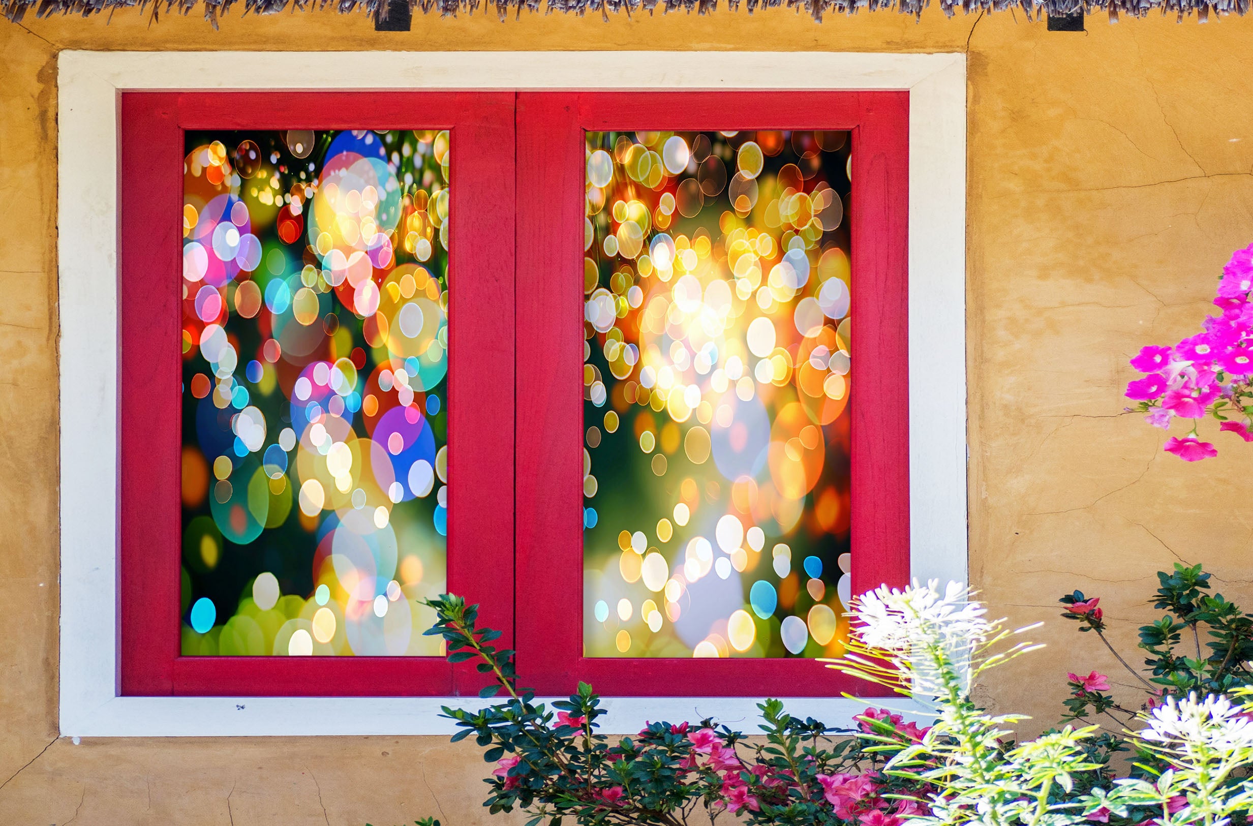 3D Neon Lights 1053 Christmas Window Film Print Sticker Cling Stained Glass Xmas