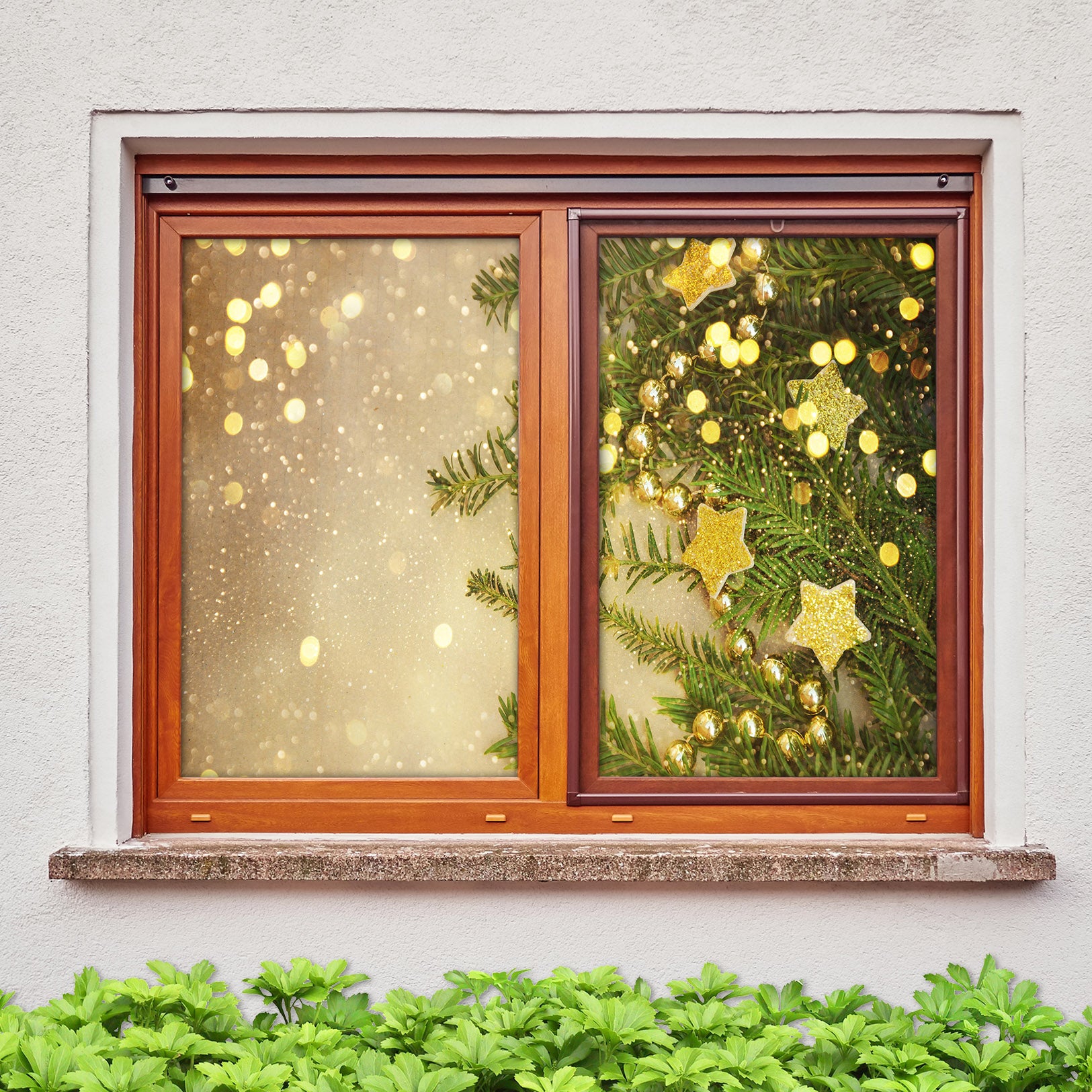 3D Star Neon Light 1010 Christmas Window Film Print Sticker Cling Stained Glass Xmas