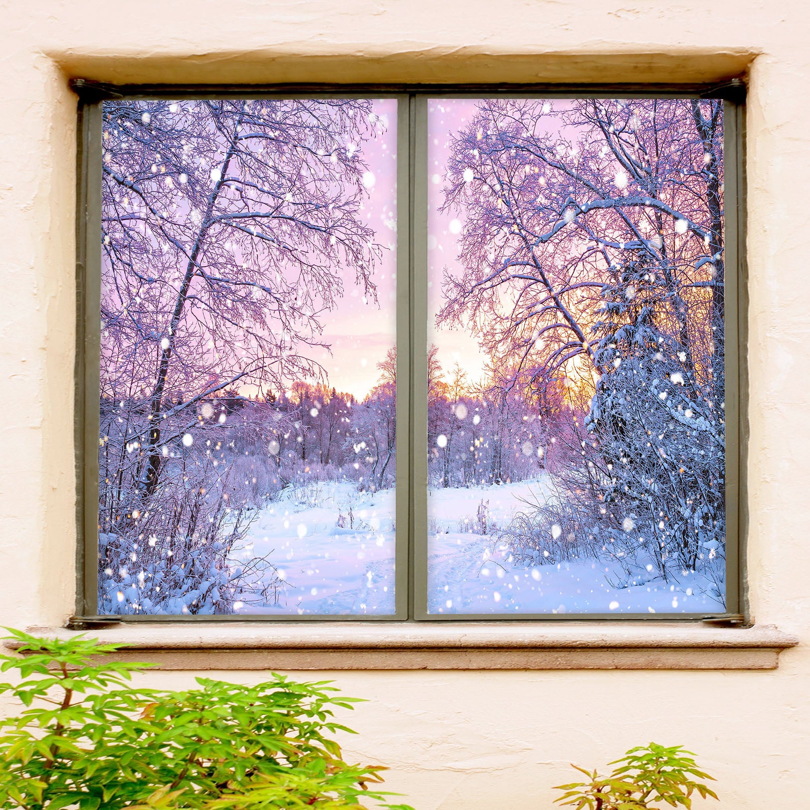 3D Tree Branches Snow 1020 Christmas Window Film Print Sticker Cling Stained Glass Xmas