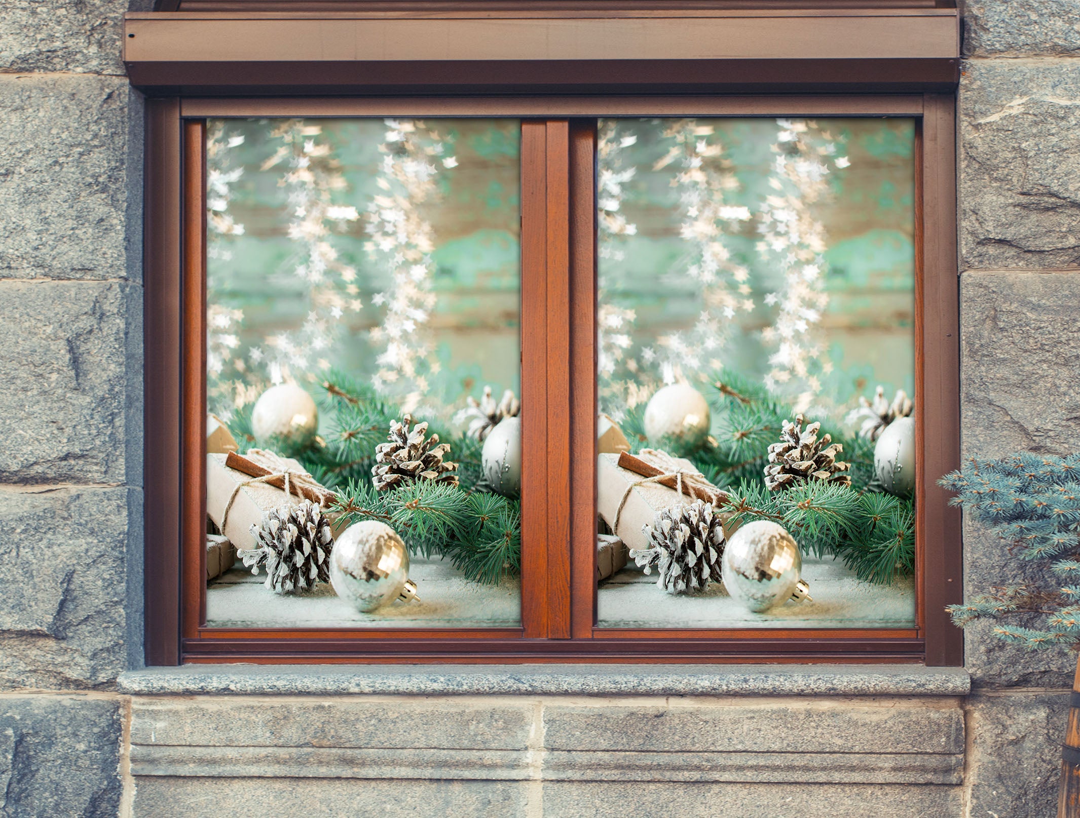 3D White Ball 1006 Christmas Window Film Print Sticker Cling Stained Glass Xmas