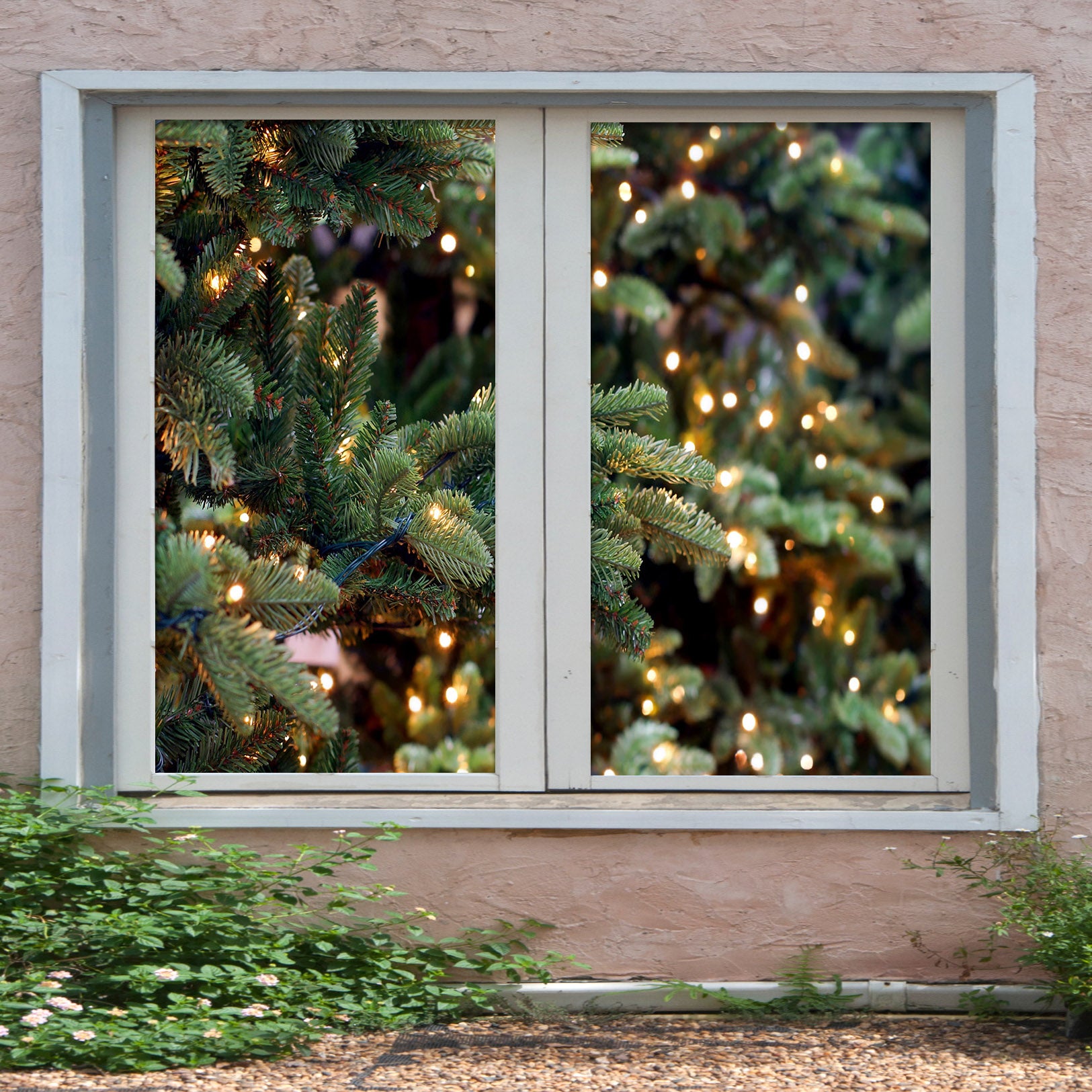 3D Tree Lights 1003 Christmas Window Film Print Sticker Cling Stained Glass Xmas