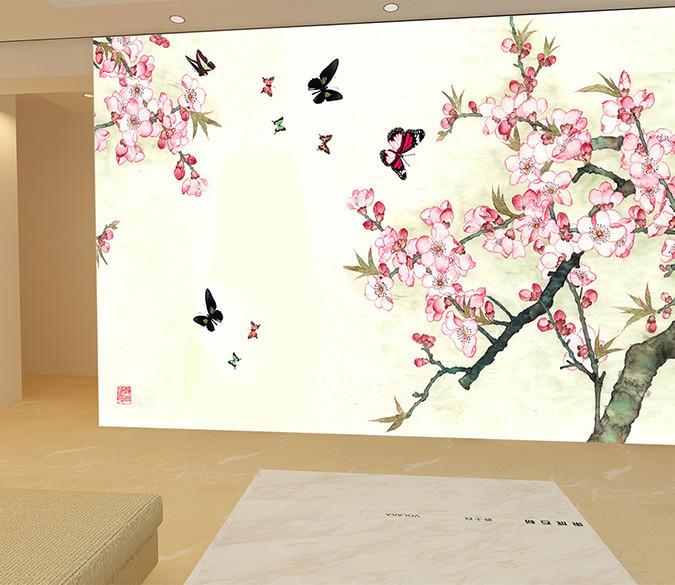 Lovely Flowers And Butterfly Wallpaper AJ Wallpaper 1