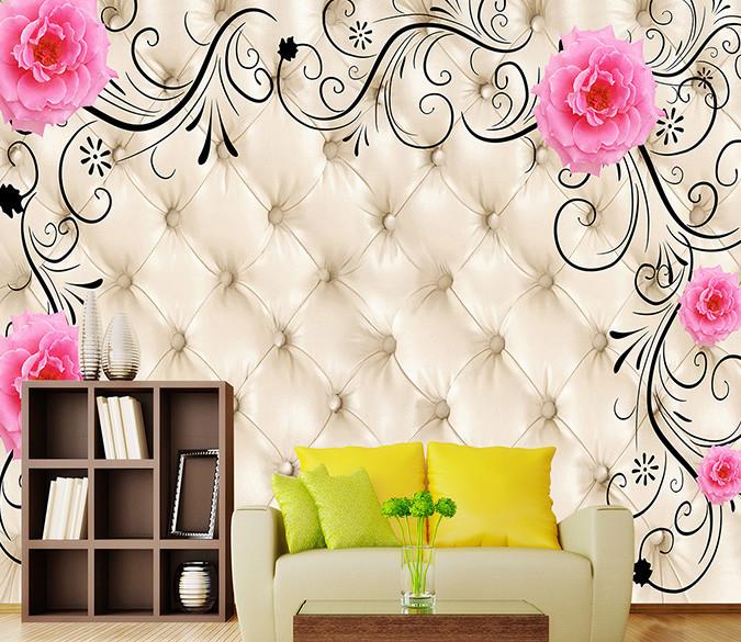 Red 3D Blooming Flower Scene Wallpaper AJ Wallpaper 1