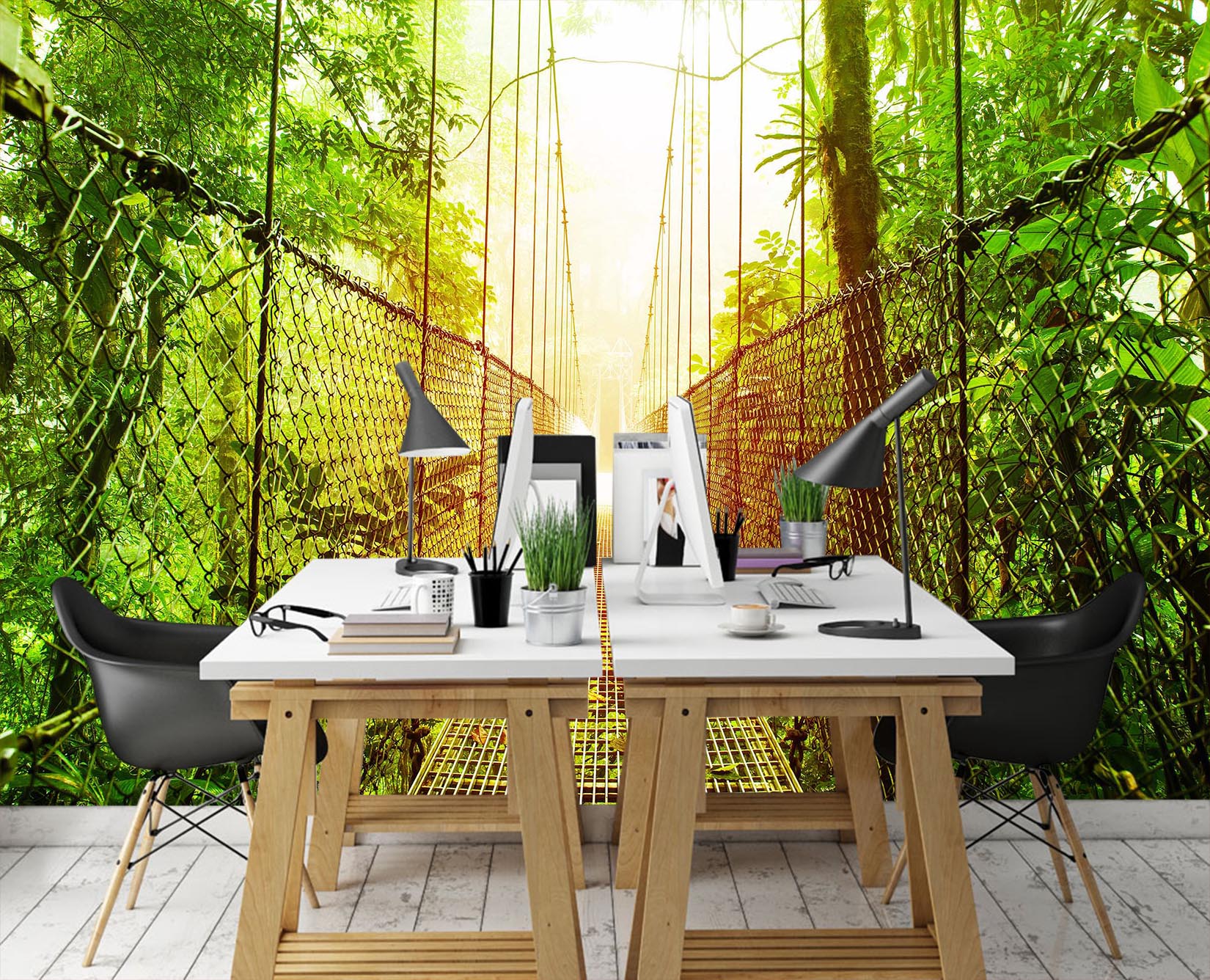 3D Forest Bridge 023 Wall Murals