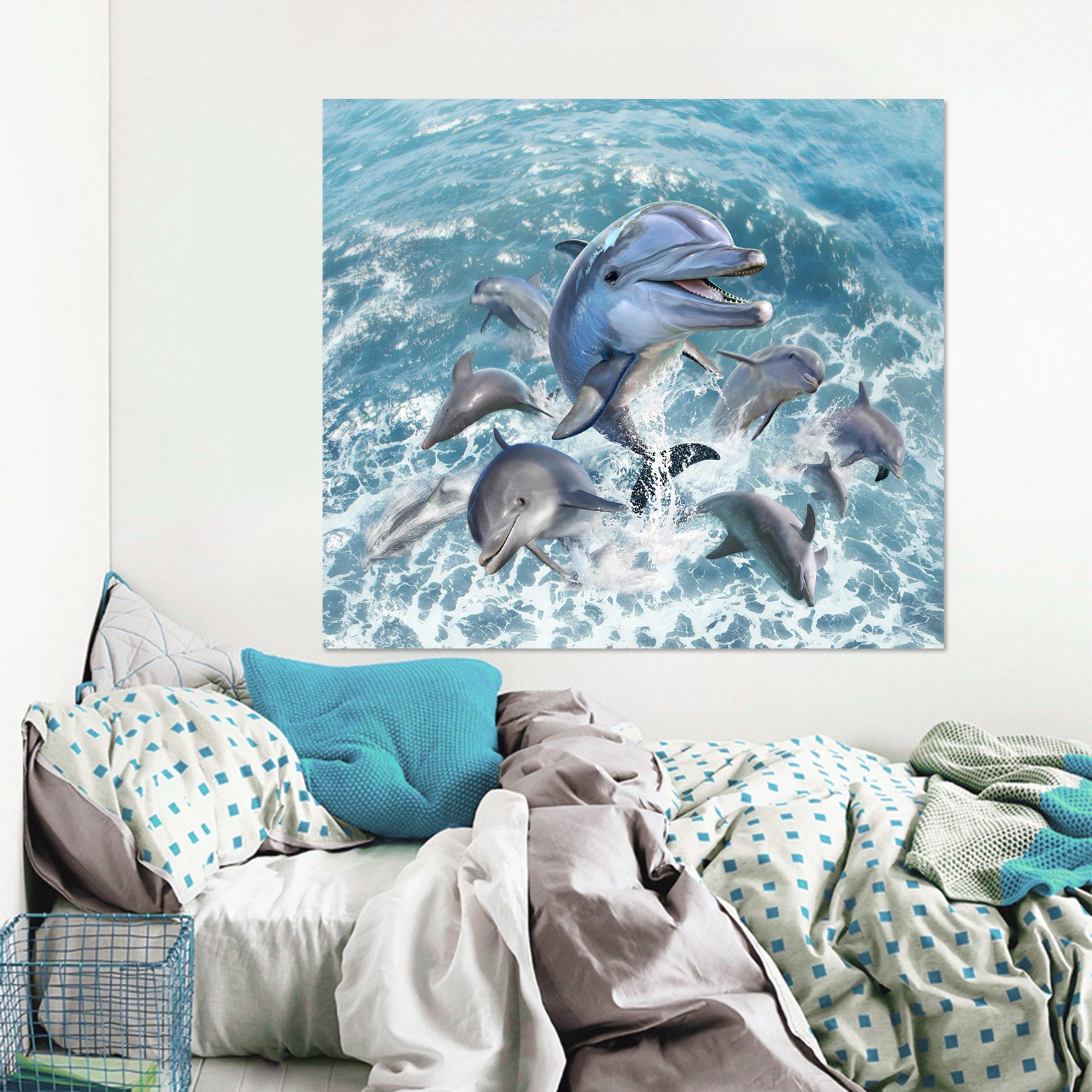 3D Dolphin Jump 015 Jerry LoFaro Wall Sticker