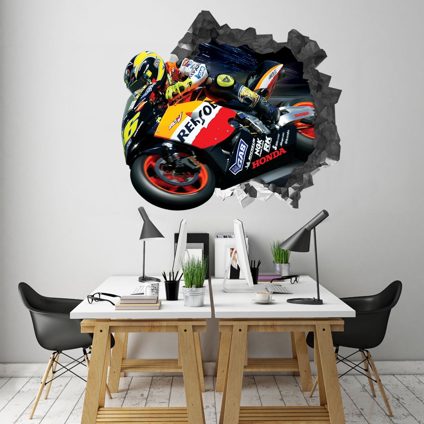 3D Motorcyclist 26 Broken Wall Murals Wallpaper AJ Wallpaper