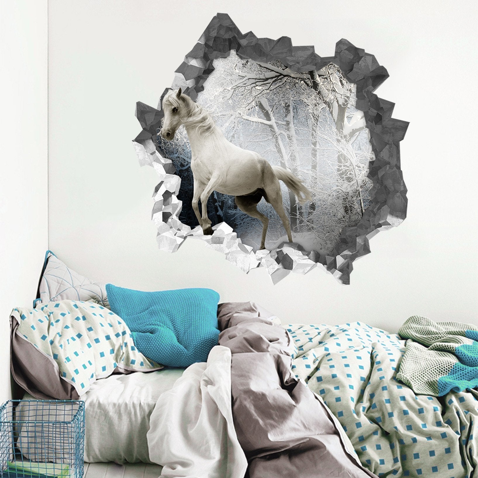3D Snow Forest Horse 200 Broken Wall Murals Wallpaper AJ Wallpaper
