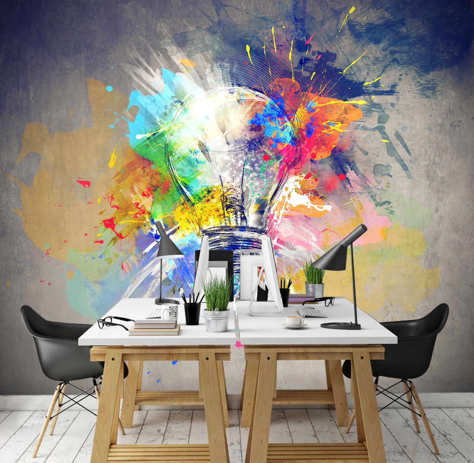 3D Colored Light Bulb 068 Wall Murals