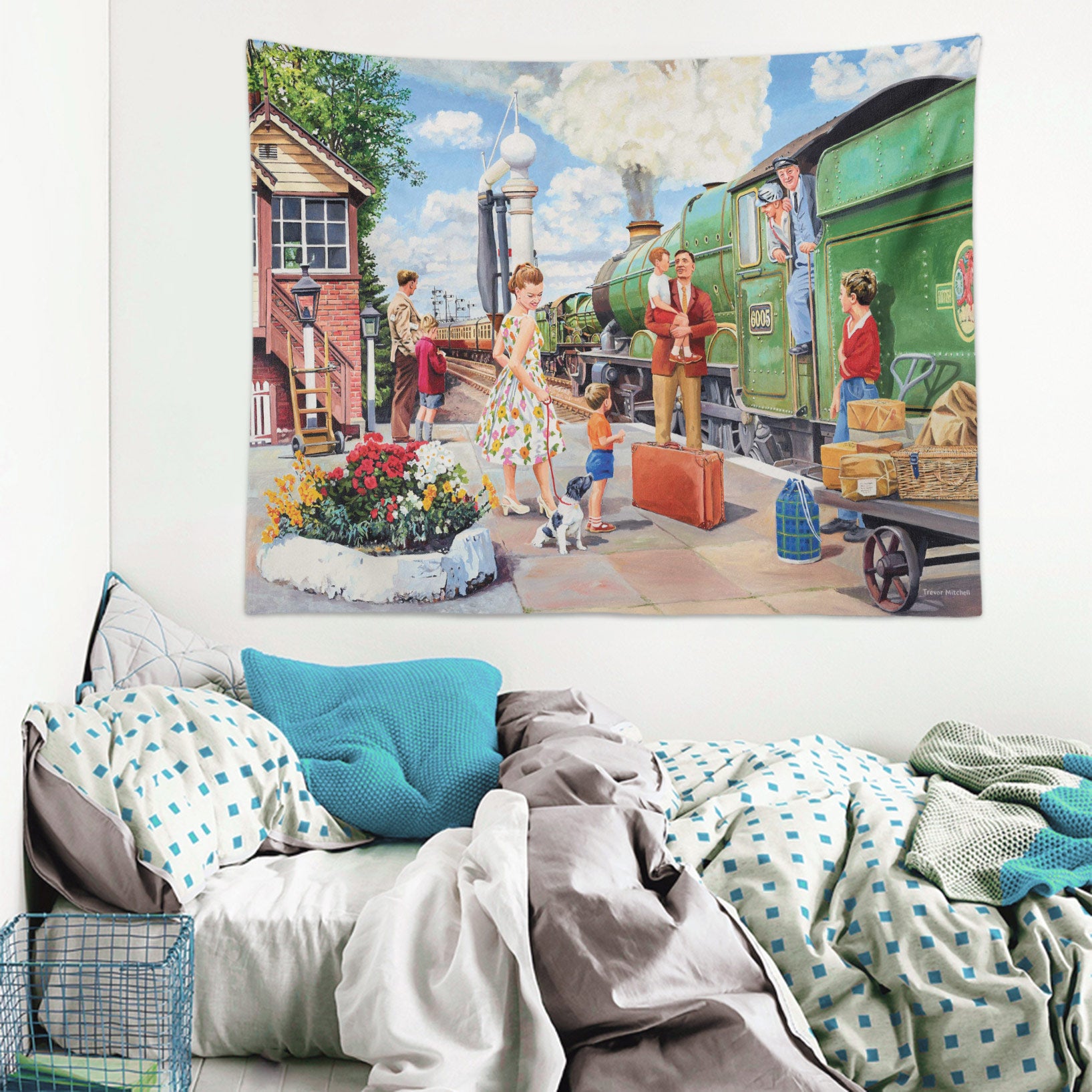 3D Green Train 11299 Trevor Mitchell Tapestry Hanging Cloth Hang