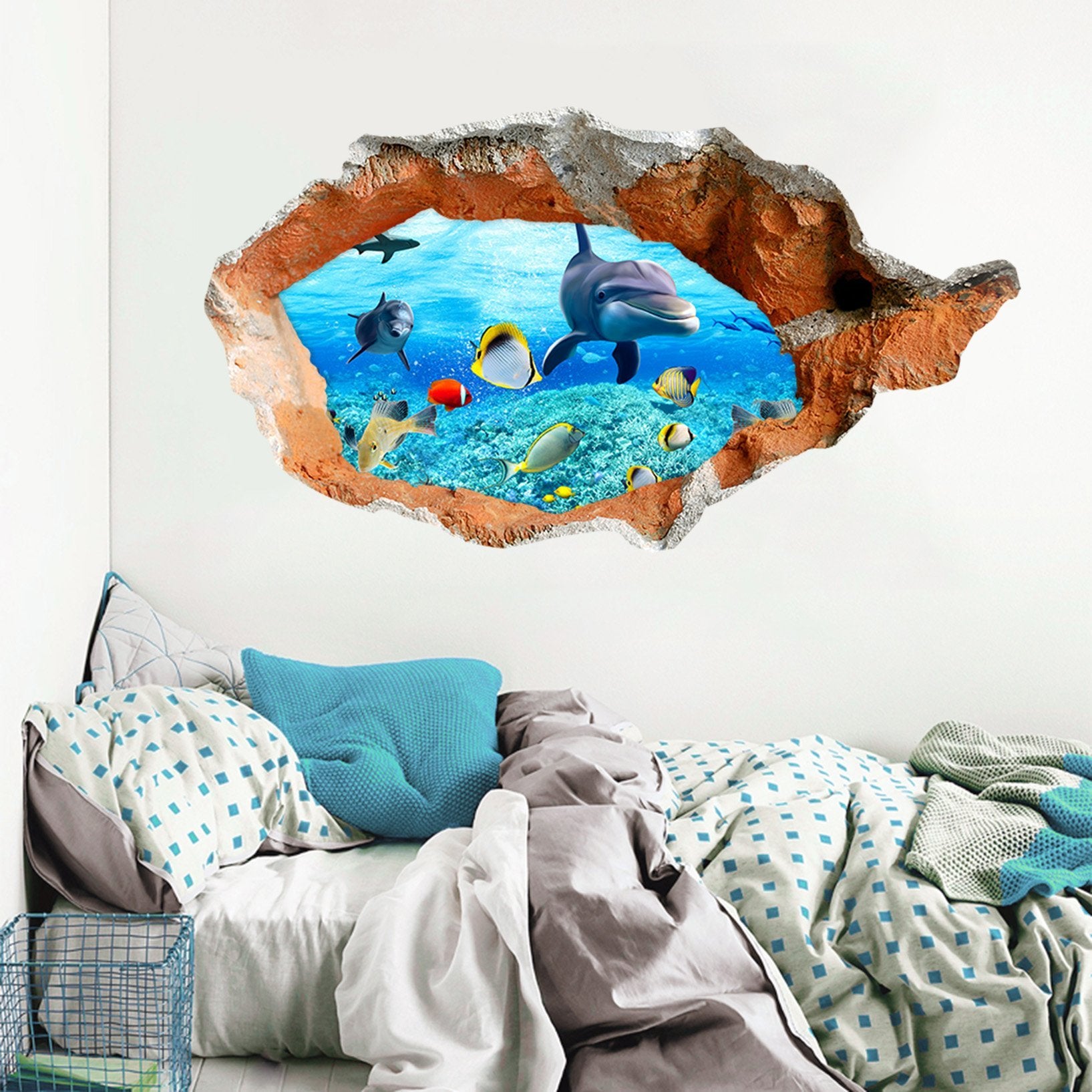 3D Ocean World 082 Broken Wall Murals Wallpaper AJ Wallpaper