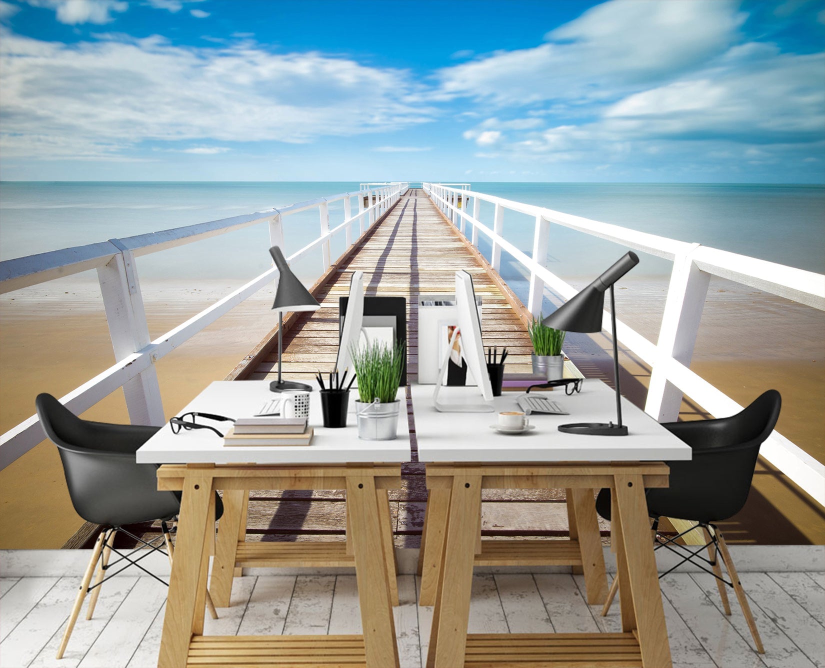 3D Seascape Bridge 017 Wall Murals Wallpaper AJ Wallpaper 2