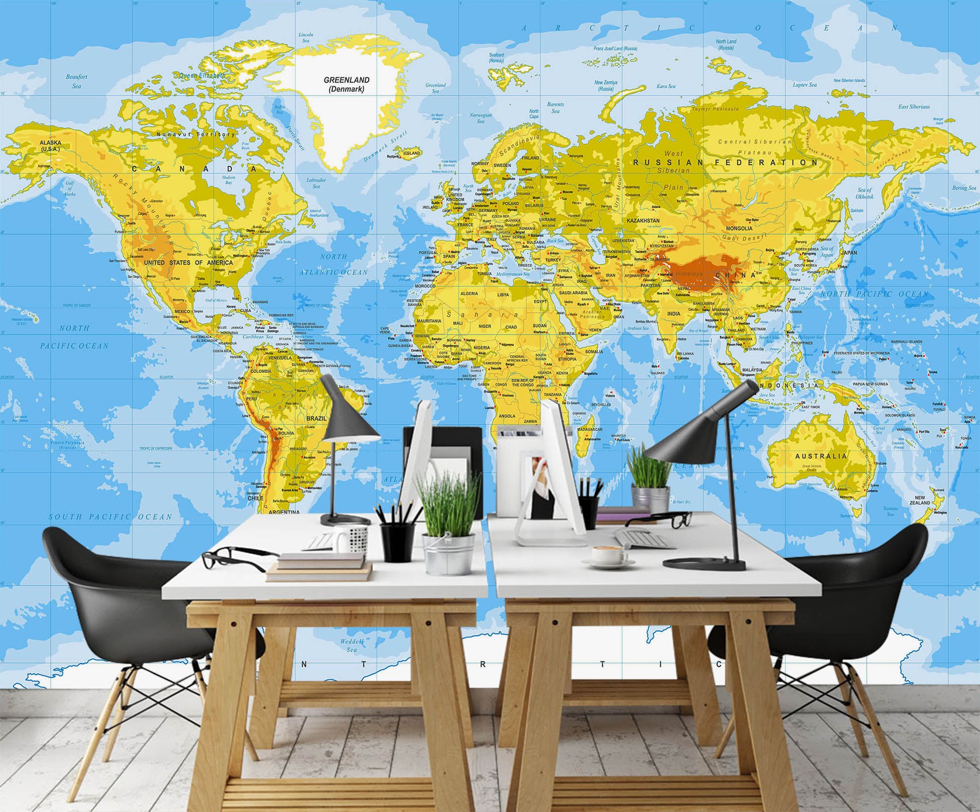 3D Oasis Sea 2131 World Map Wall Murals