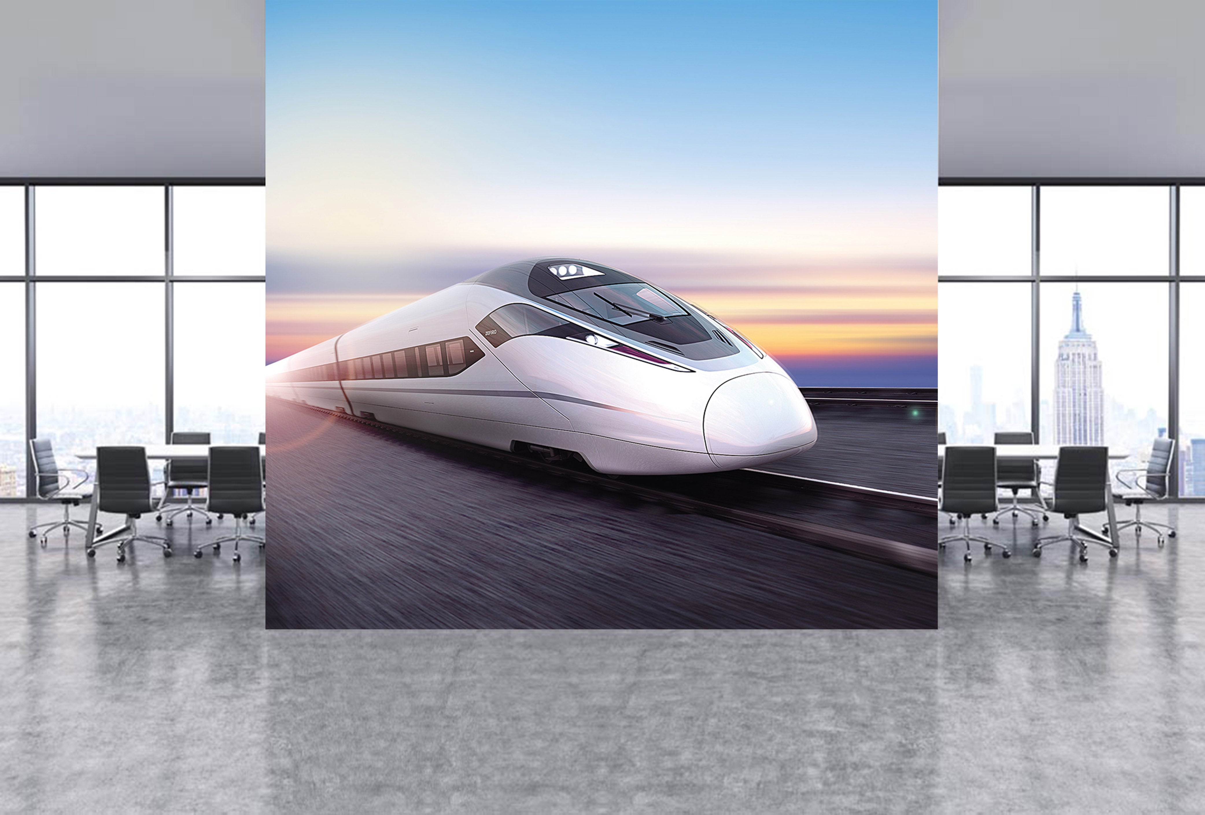 3D Blue Sky Locomotive 255 Vehicle Wall Murals