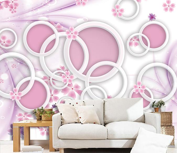 3D Purple Round Flower Wallpaper AJ Wallpaper 1