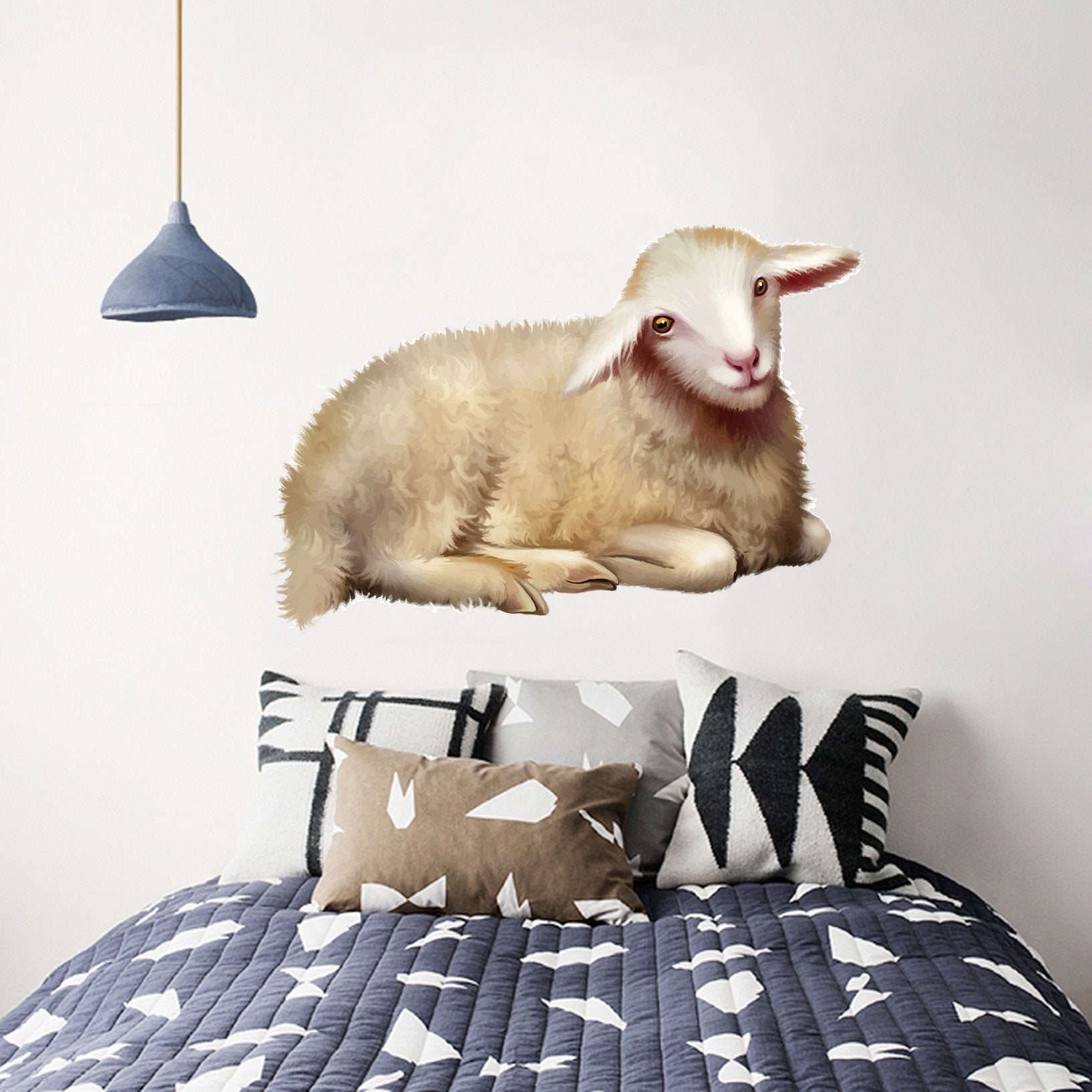 3D Lying Sheep 111 Animals Wall Stickers Wallpaper AJ Wallpaper