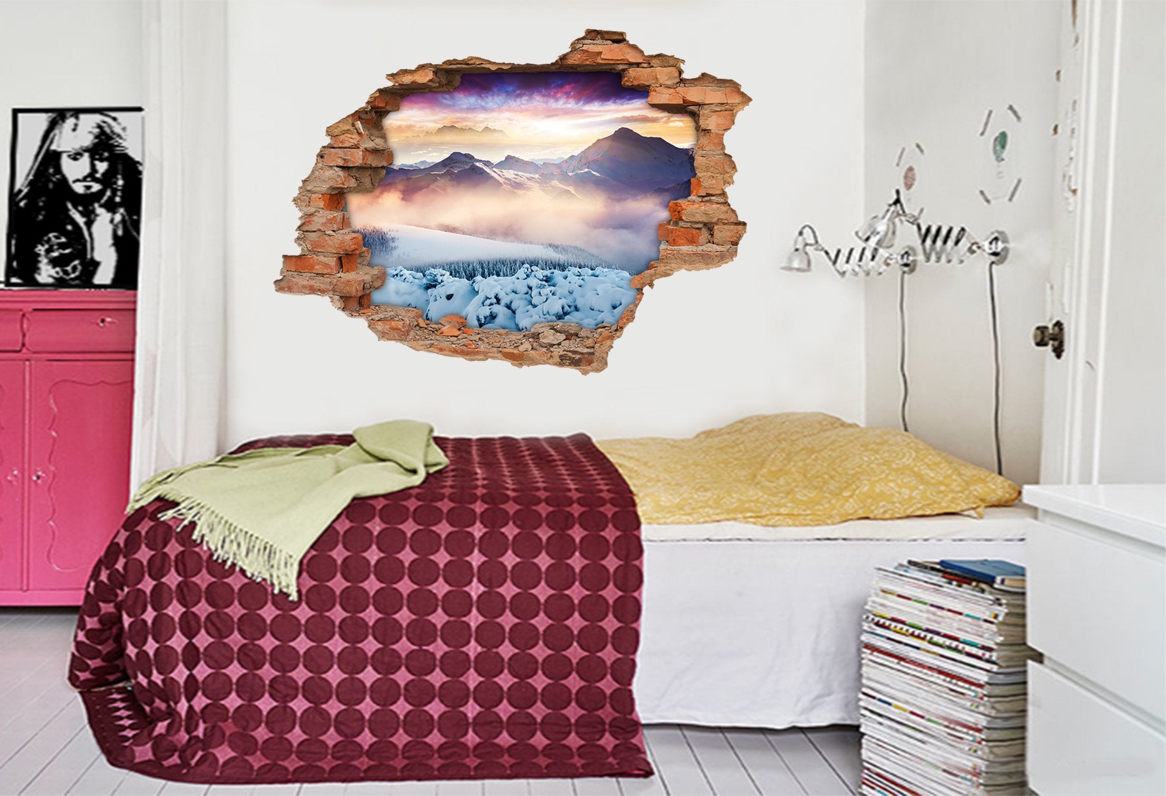 3D Snow Mountains Forest 207 Broken Wall Murals Wallpaper AJ Wallpaper