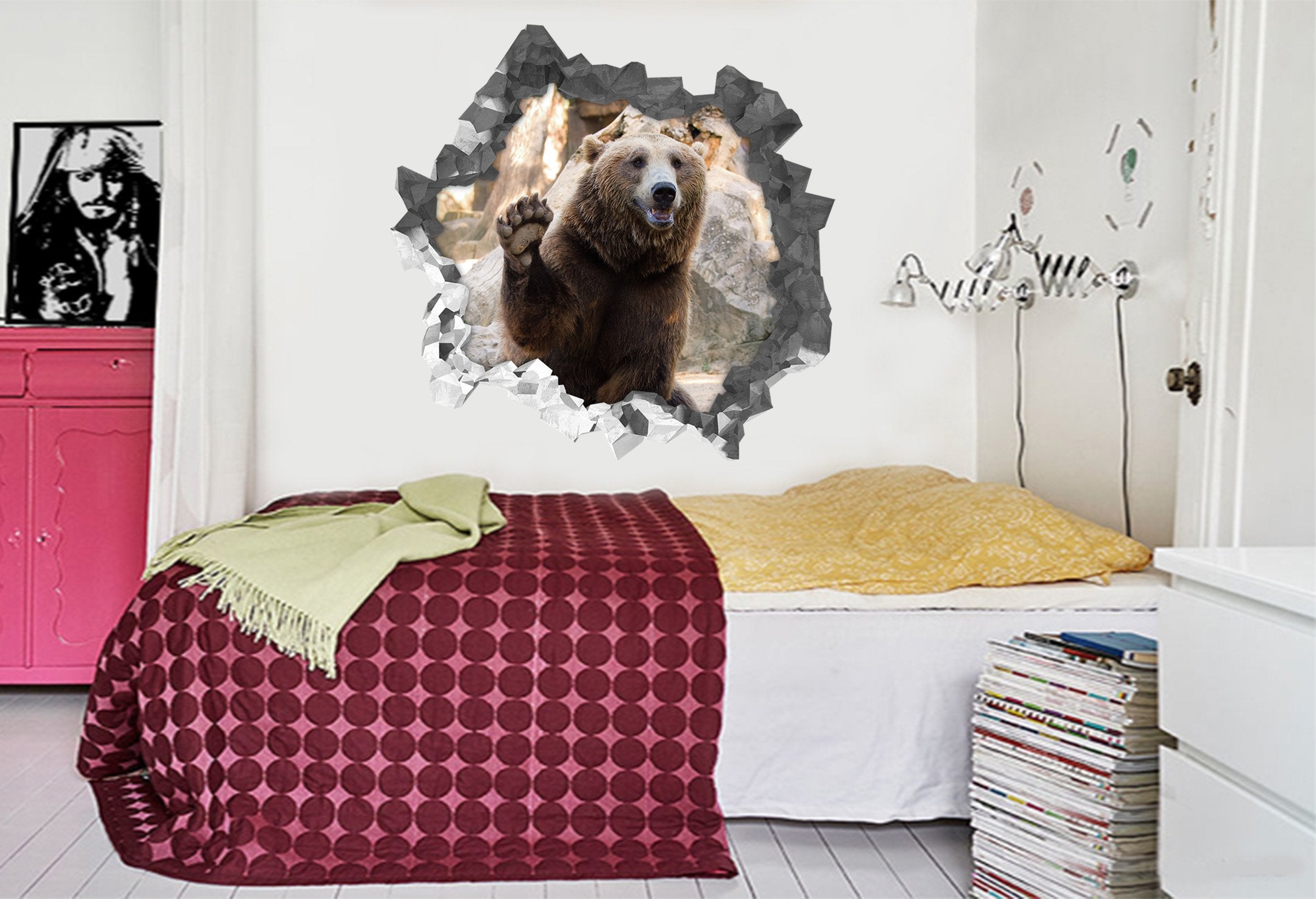 3D Funny Bear 183 Broken Wall Murals Wallpaper AJ Wallpaper