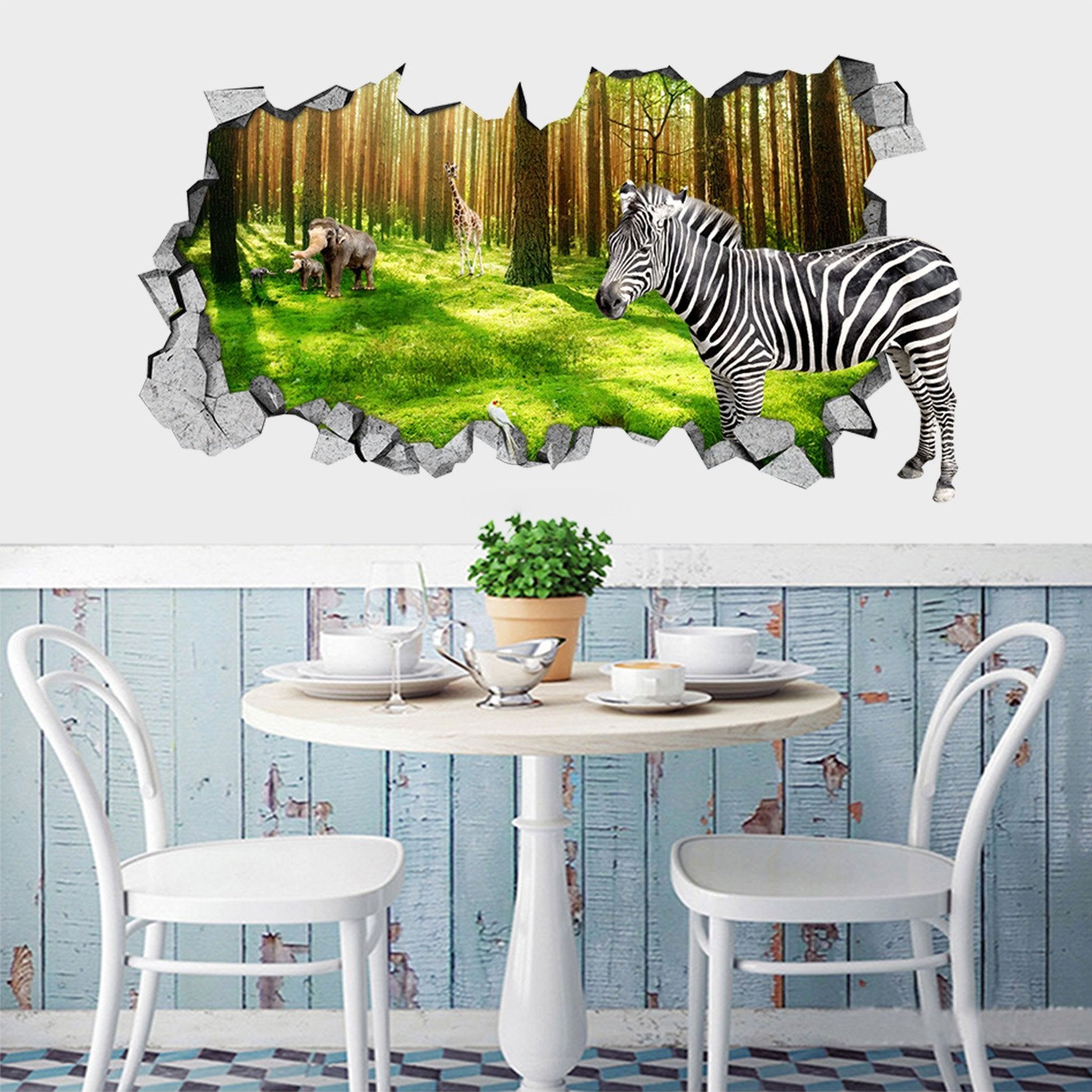 3D Forest Animals 114 Broken Wall Murals Wallpaper AJ Wallpaper