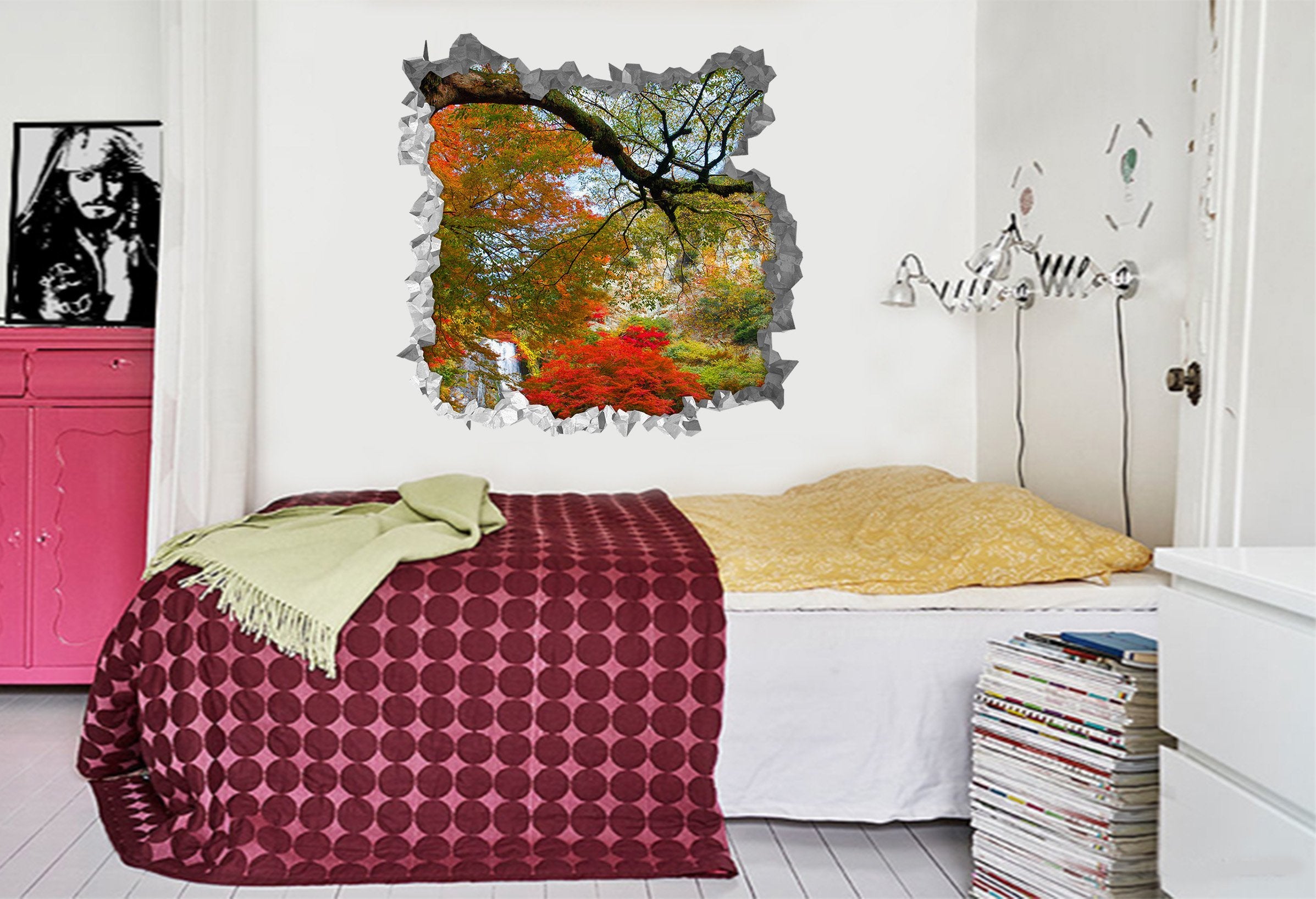 3D Pretty Colorful Trees 209 Broken Wall Murals Wallpaper AJ Wallpaper