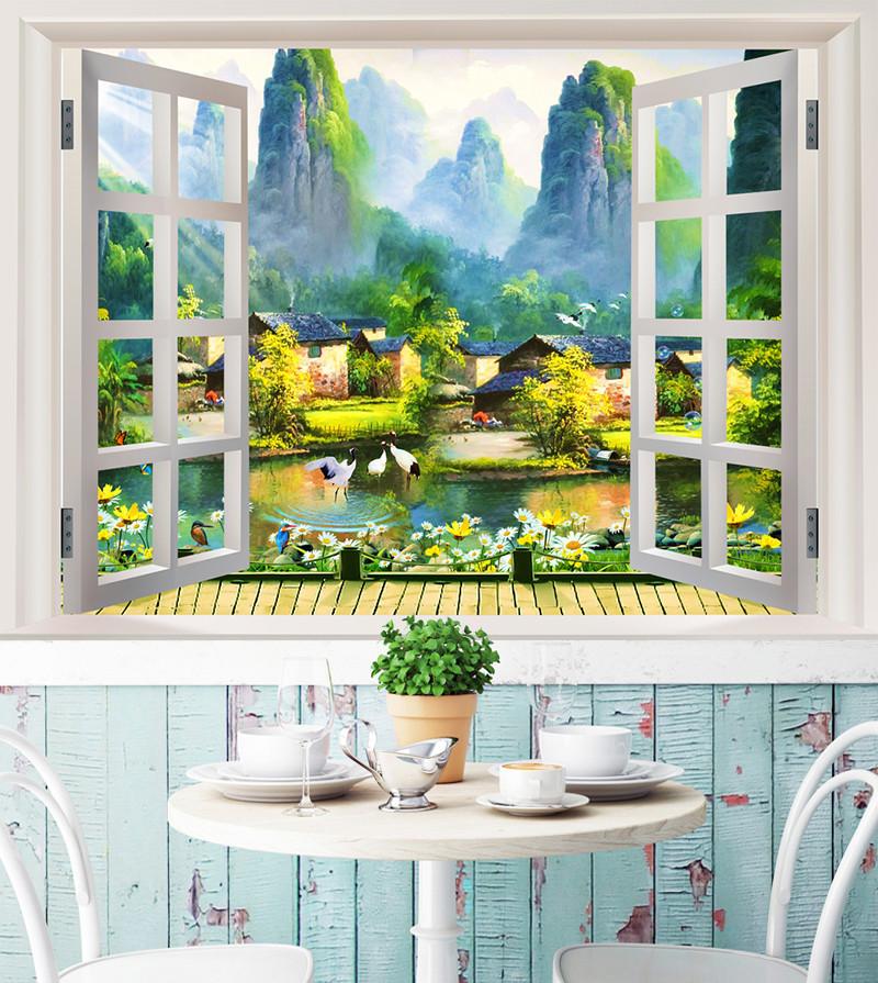 3D Green Hills And River Out Of Window 3 Wallpaper AJ Wallpaper