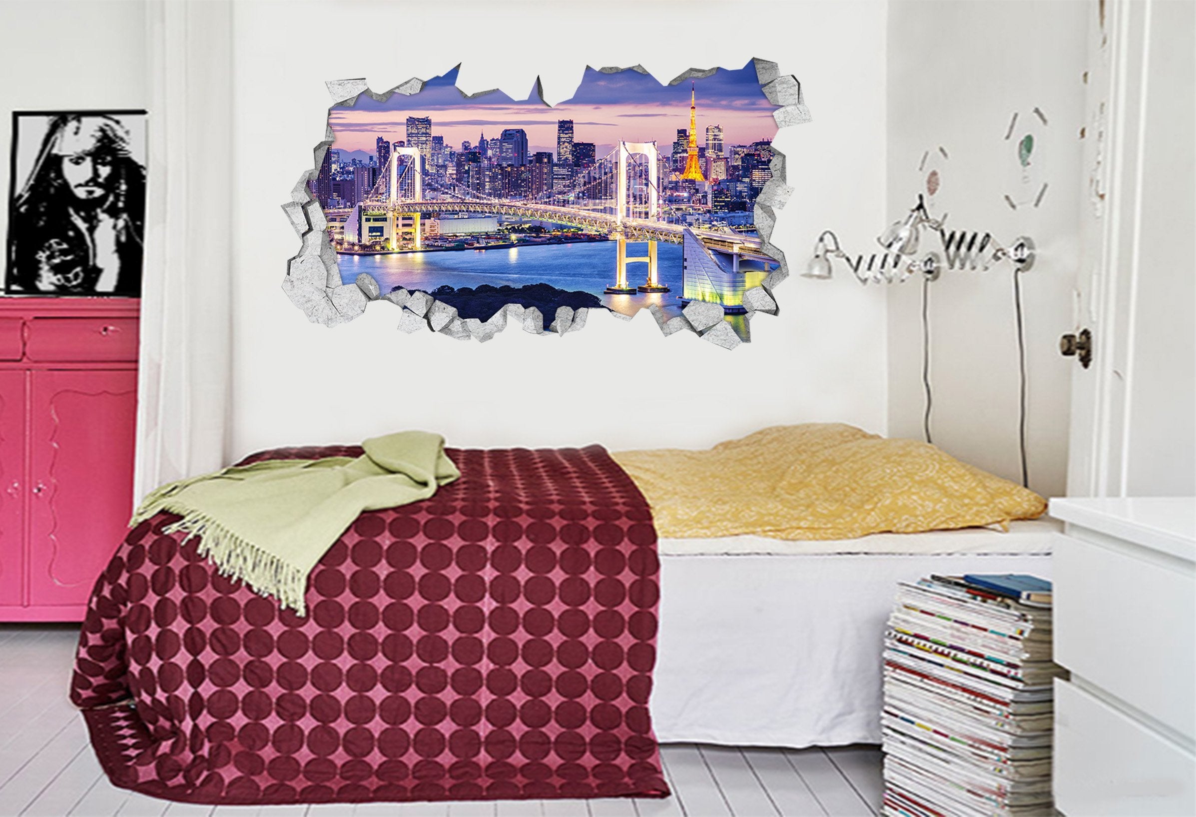3D Paris Night Scene 060 Broken Wall Murals Wallpaper AJ Wallpaper