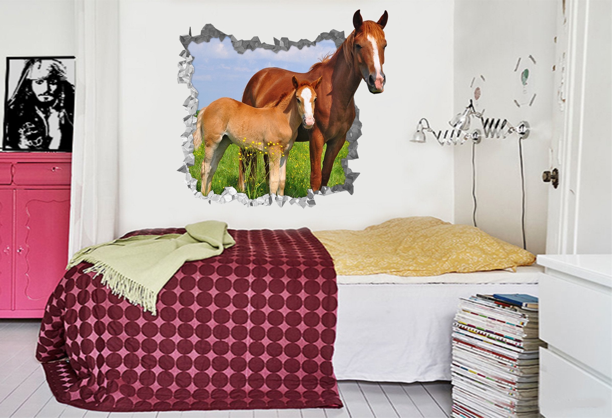3D Lawn Horses 193 Broken Wall Murals Wallpaper AJ Wallpaper