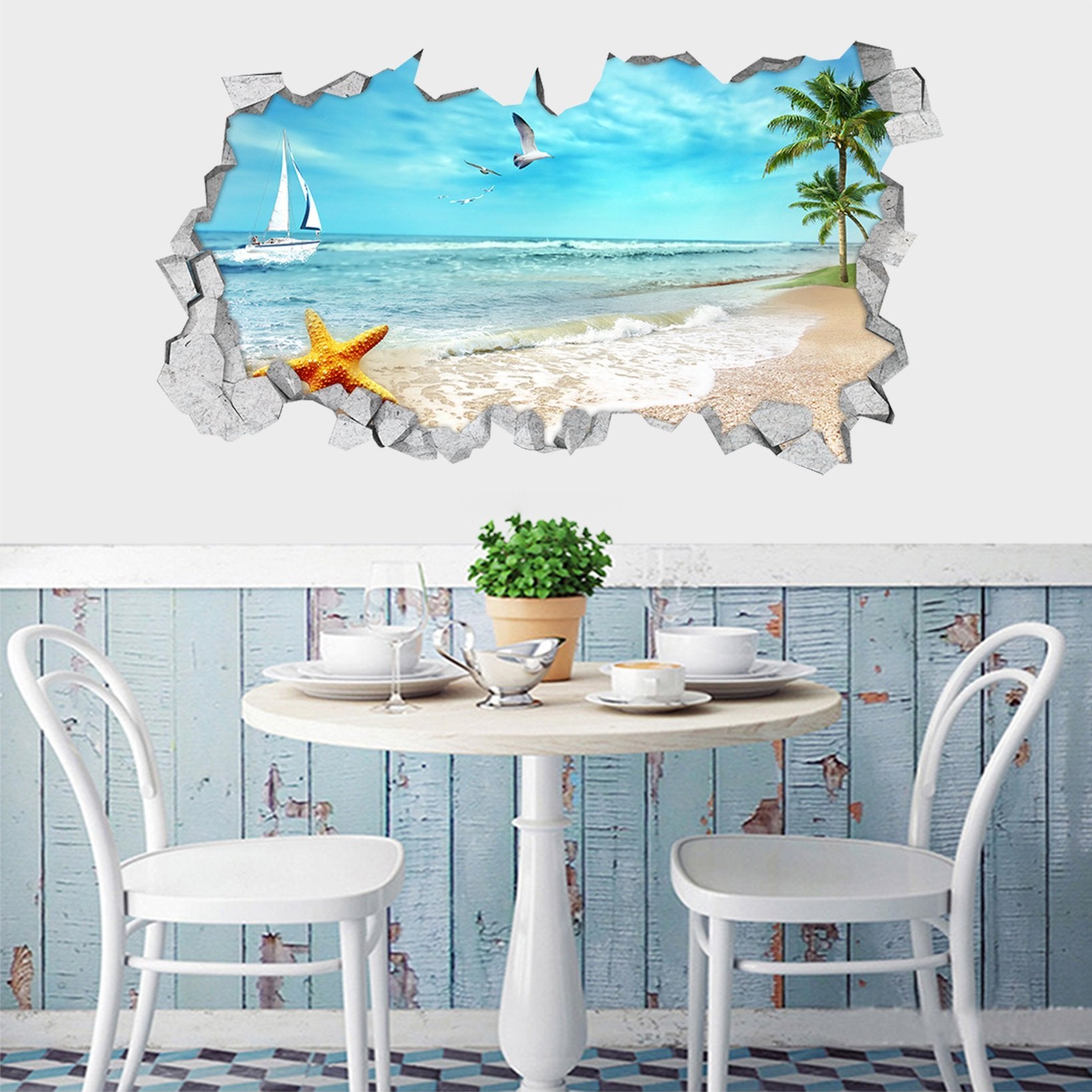 3D Sea Landscape 401 Broken Wall Murals Wallpaper AJ Wallpaper