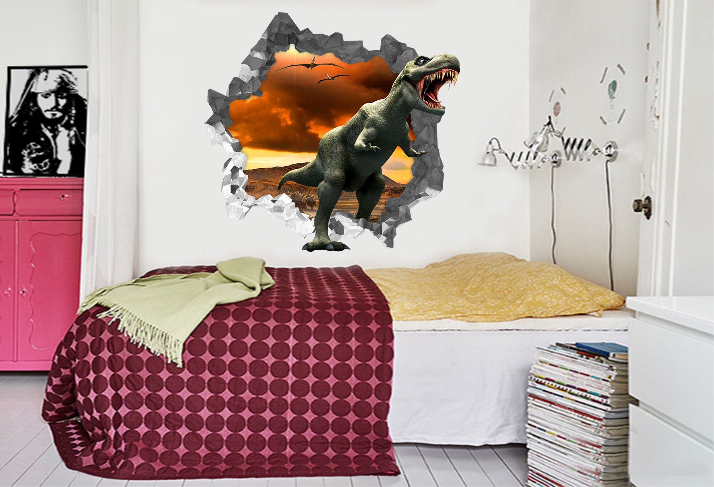 3D Big Dinosaur 186 Broken Wall Murals Wallpaper AJ Wallpaper
