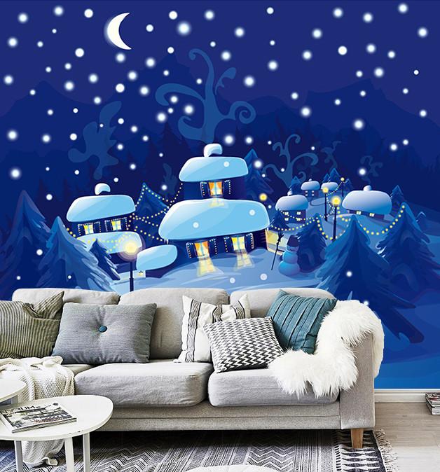 3D Christmas Eve Star Hut Moon 602 Wallpaper AJ Wallpapers