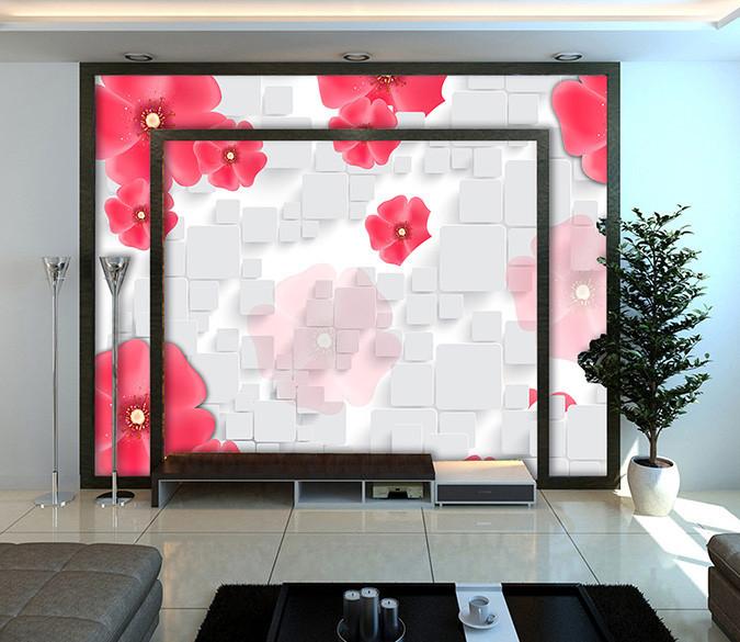 3D Red Flowers Wallpaper AJ Wallpaper 1