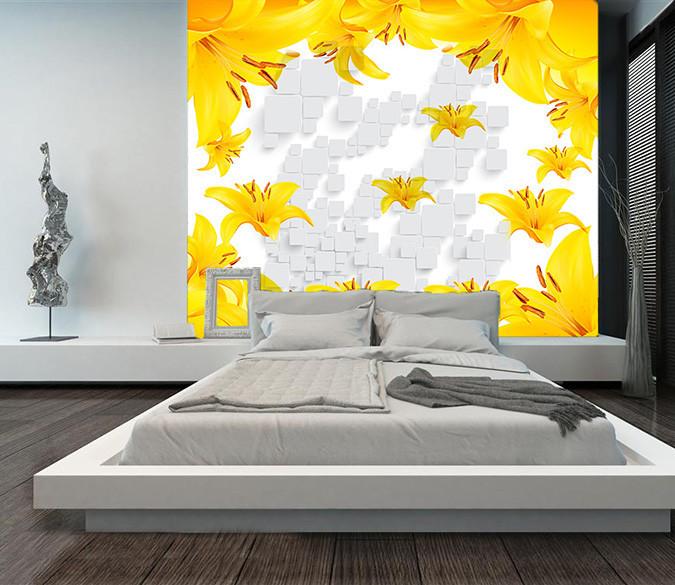 3D Yellow Flowers Wallpaper AJ Wallpaper 1