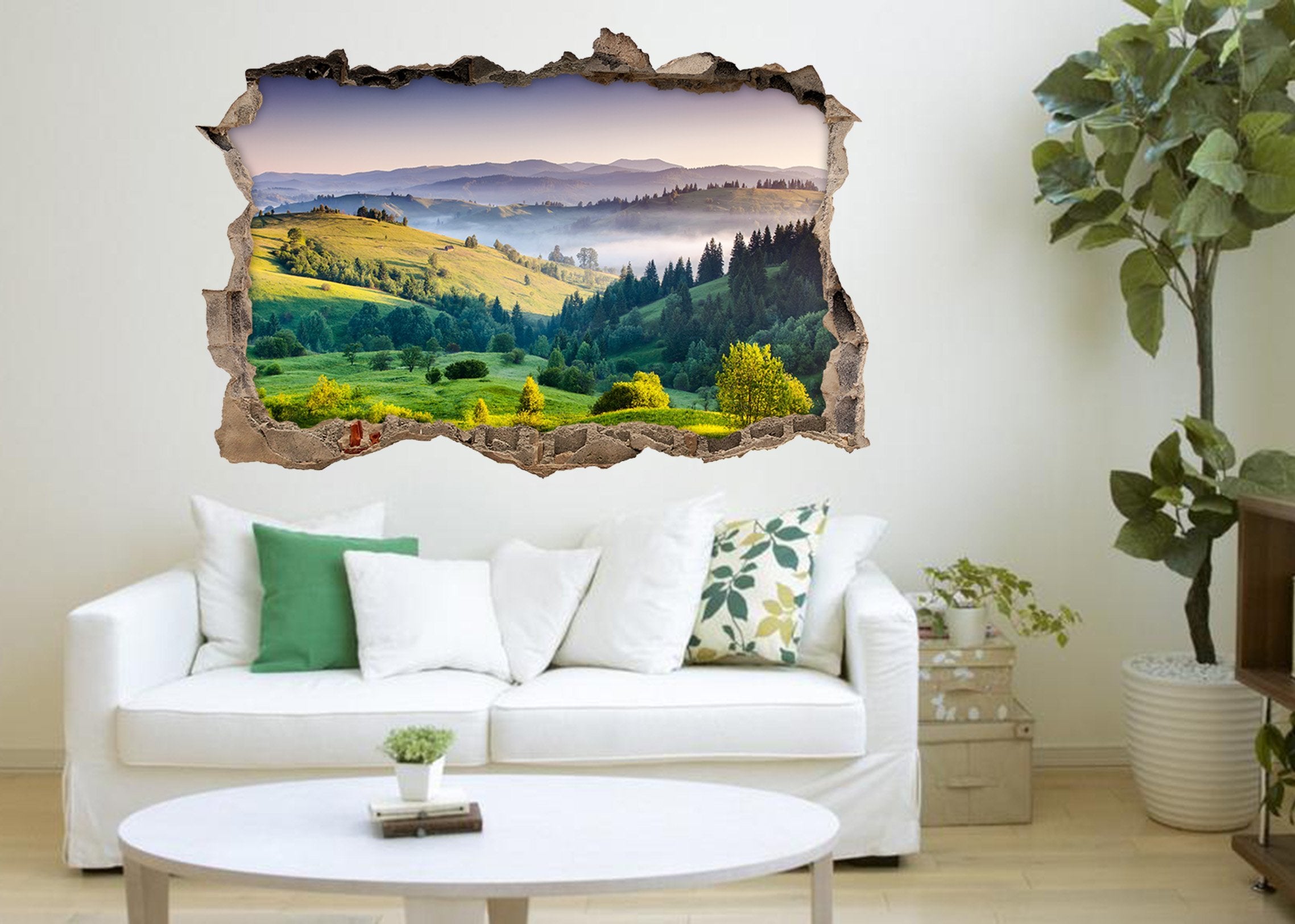 3D Mountains Landscape 112 Broken Wall Murals Wallpaper AJ Wallpaper