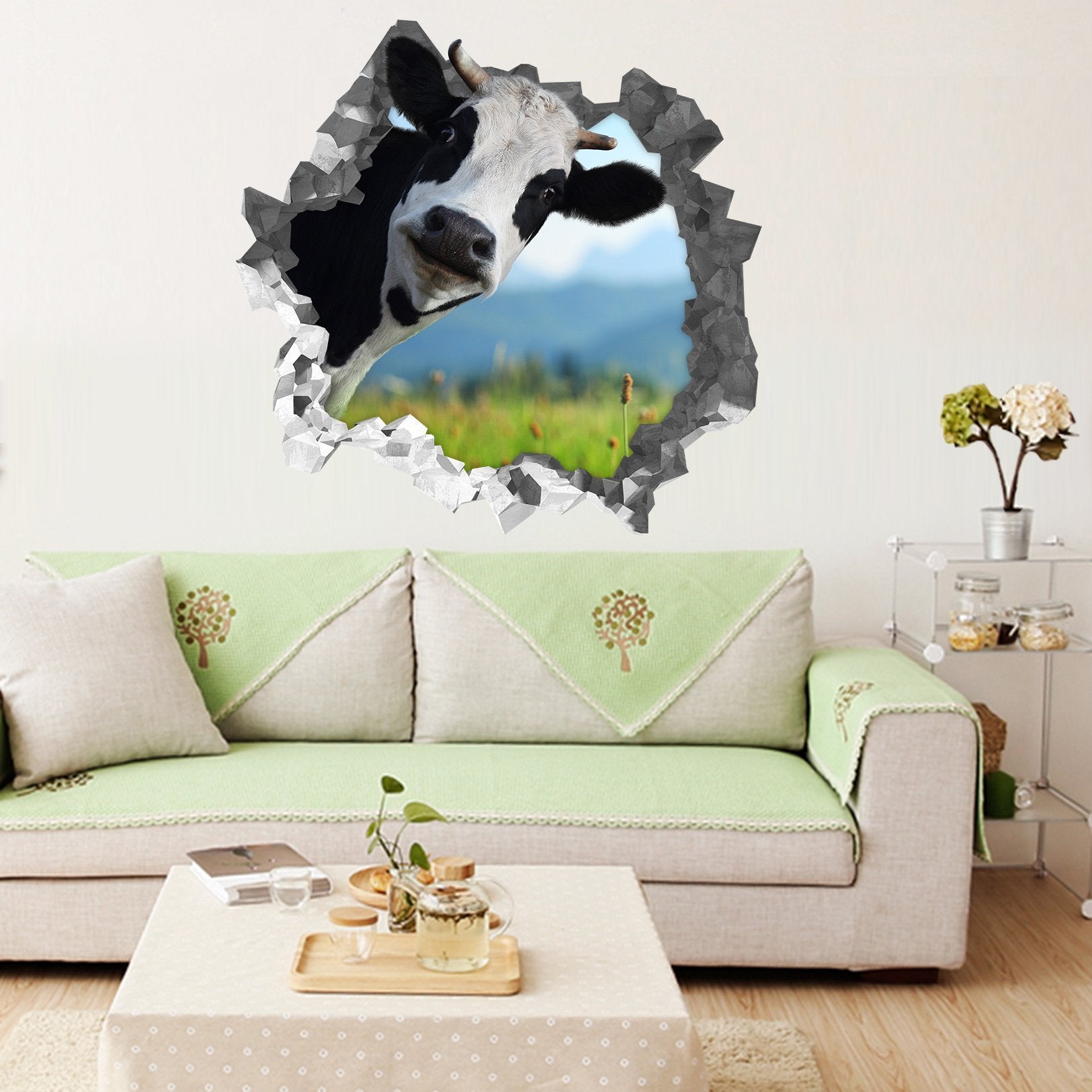 3D Funny Cow 187 Broken Wall Murals Wallpaper AJ Wallpaper