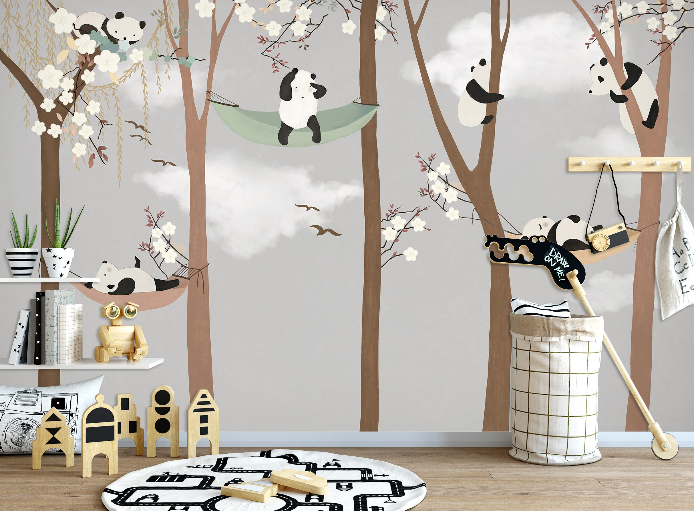 3D Forest Panda 1684 Wall Murals