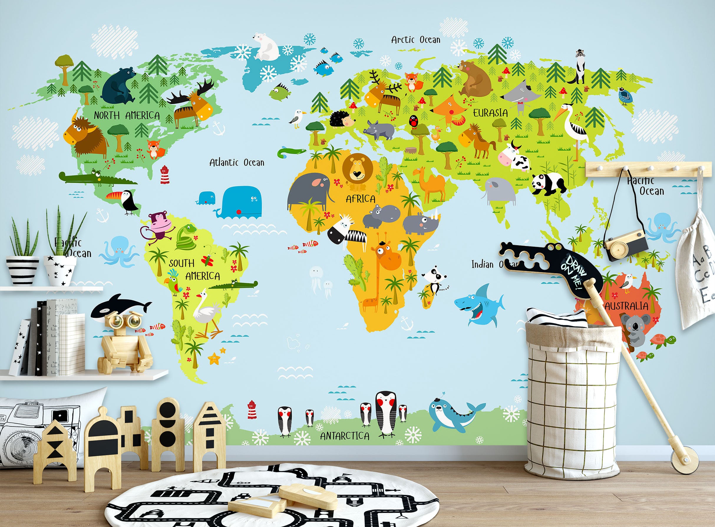 3D Color Pattern 2051 World Map Wall Murals