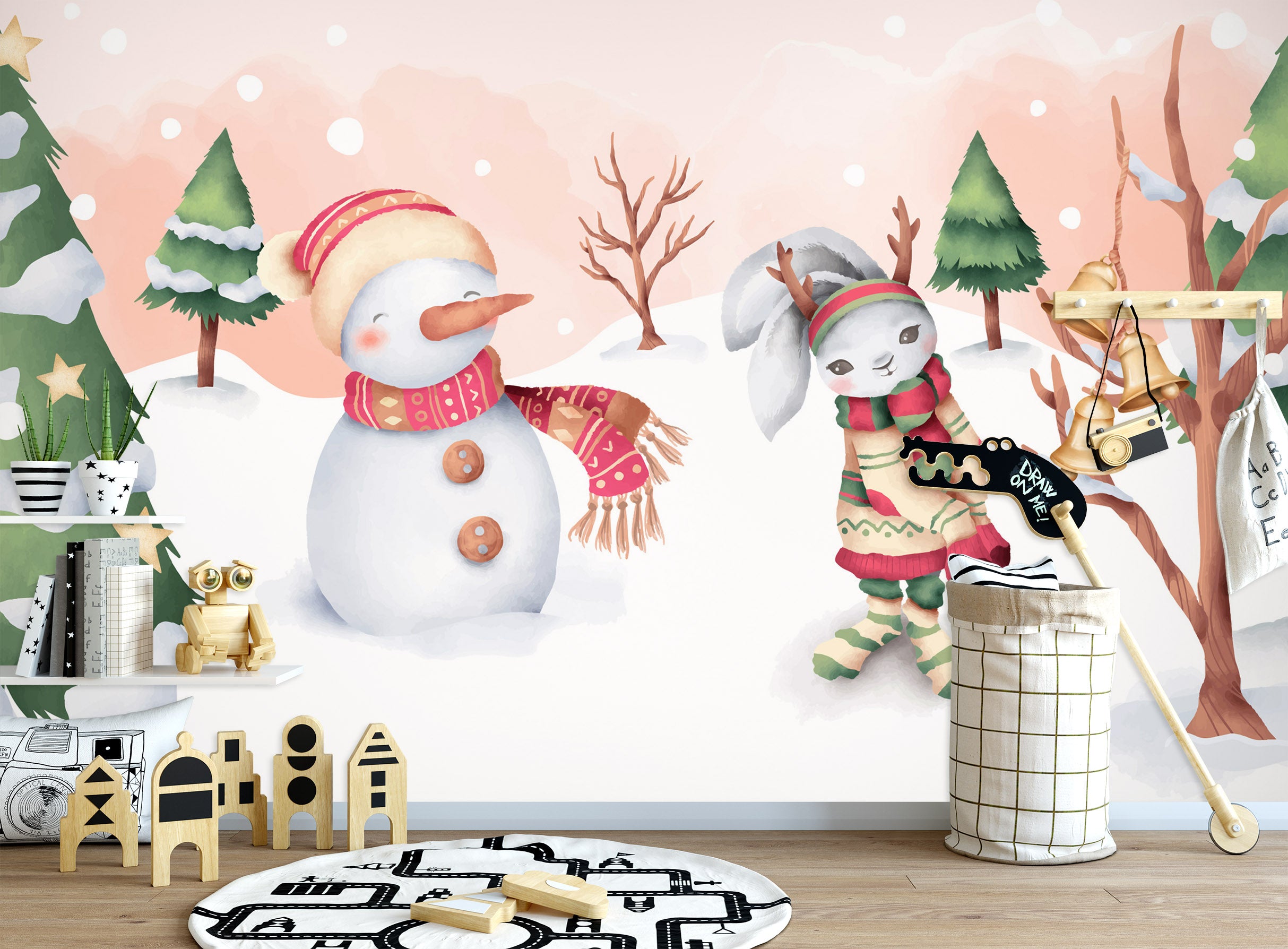 3D Snowman Bunny 57054 Wall Murals