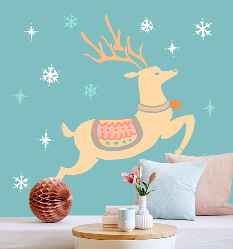 3D Jumping Deer 090 Wallpaper AJ Wallpaper