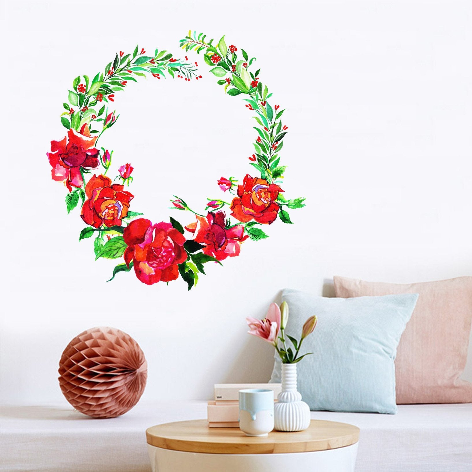3D Red Garland 272 Wall Stickers Wallpaper AJ Wallpaper