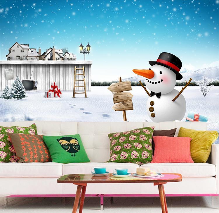3D Snowman Ladder 030 Wallpaper AJ Wallpaper