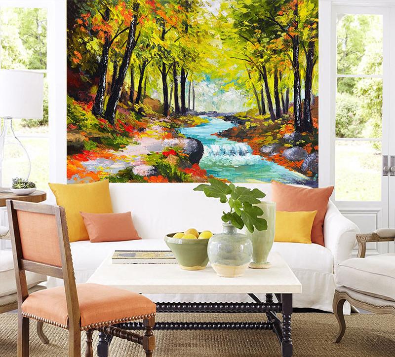 3D Forest River Flowing 823 Wallpaper AJ Wallpaper