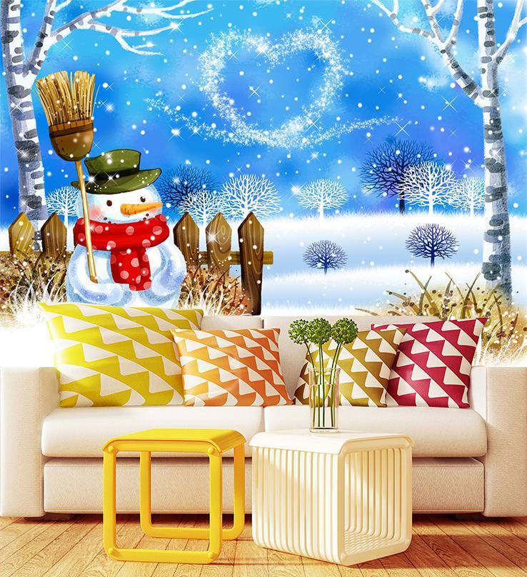 3D Snowman Love 087 Wallpaper AJ Wallpaper