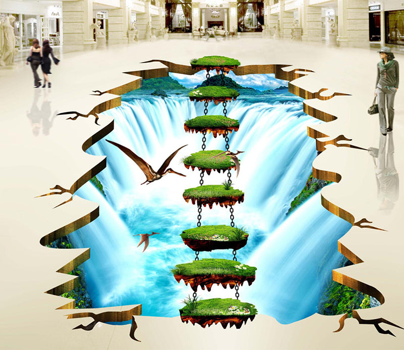 3D Stone Chain 146 Floor Mural Self-Adhesive Sticker Bathroom Non-slip Waterproof Flooring Murals