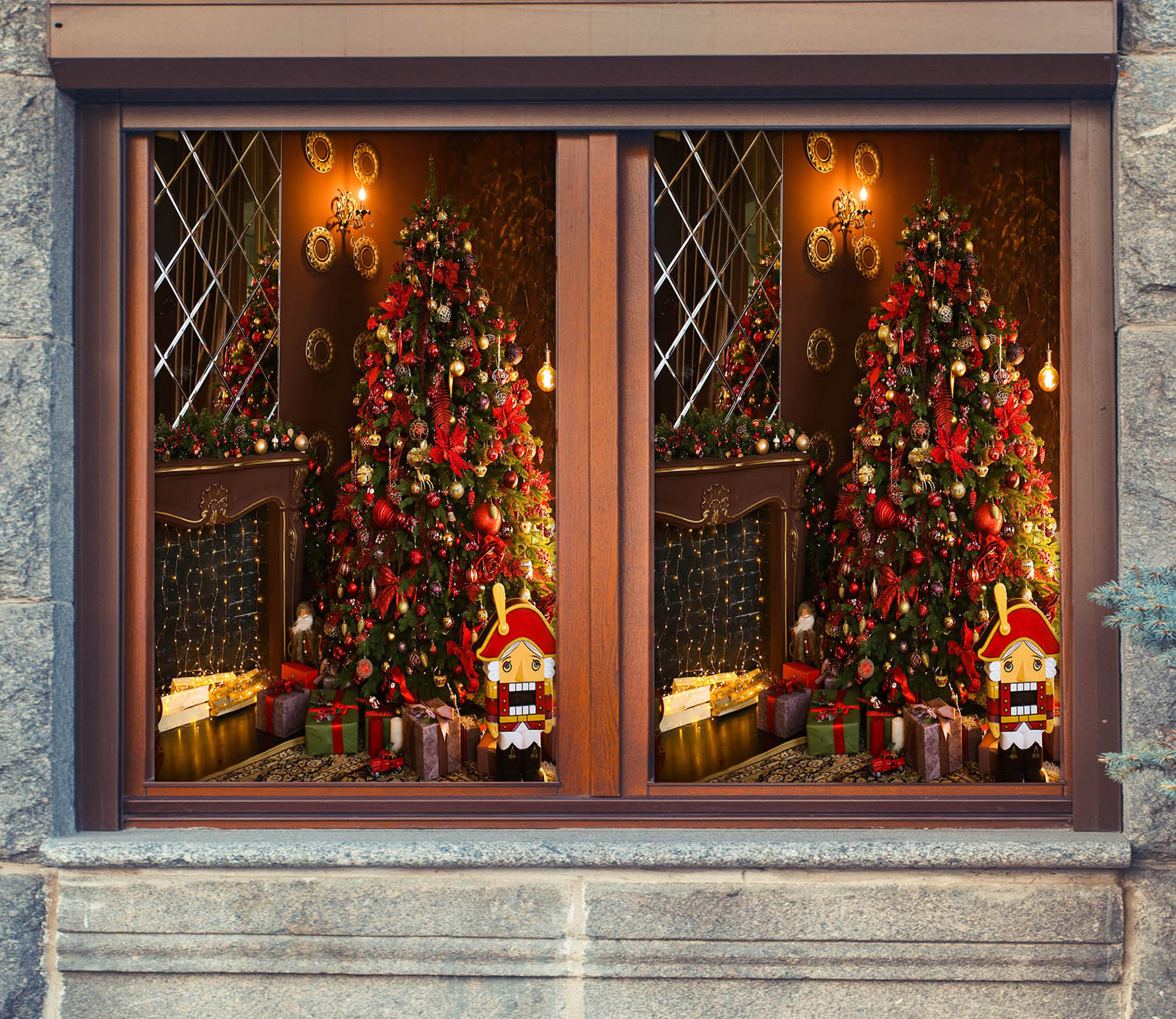 3D Christmas Tree 31084 Christmas Window Film Print Sticker Cling Stained Glass Xmas