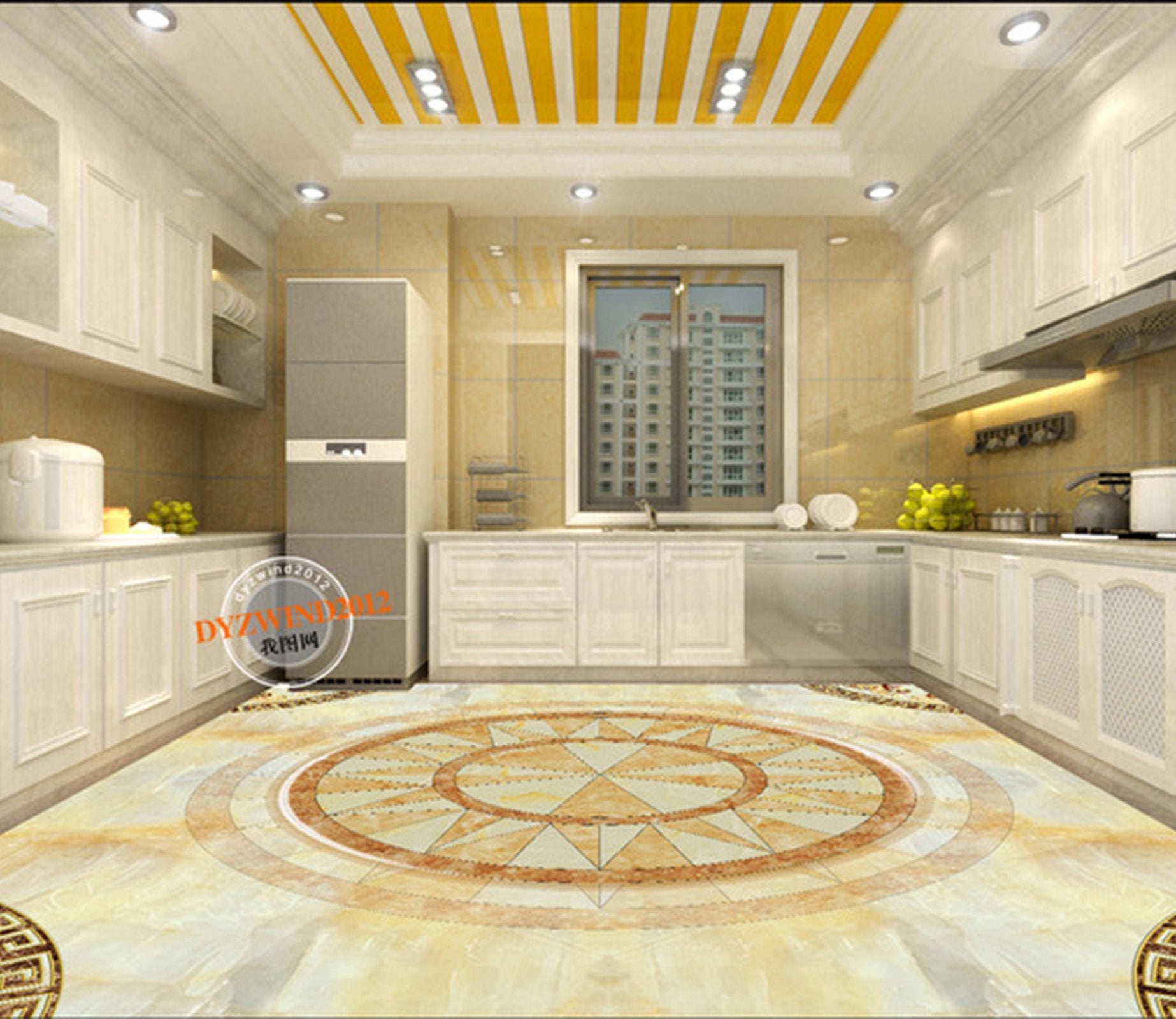 3D Golden Geometric Pattern WG011 Floor Mural Wallpaper AJ Wallpaper 2