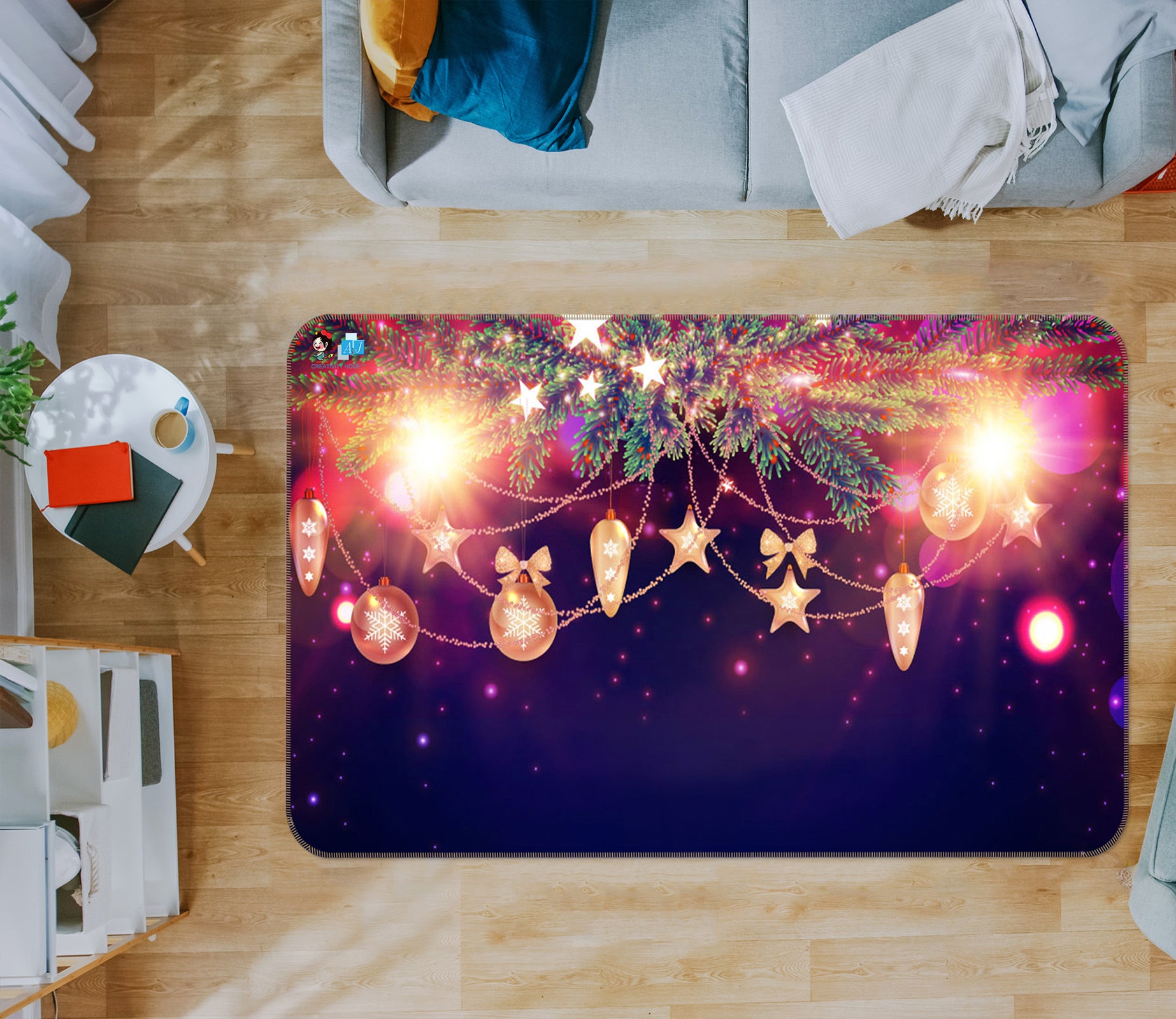 3D String Lights 56127 Christmas Non Slip Rug Mat Xmas