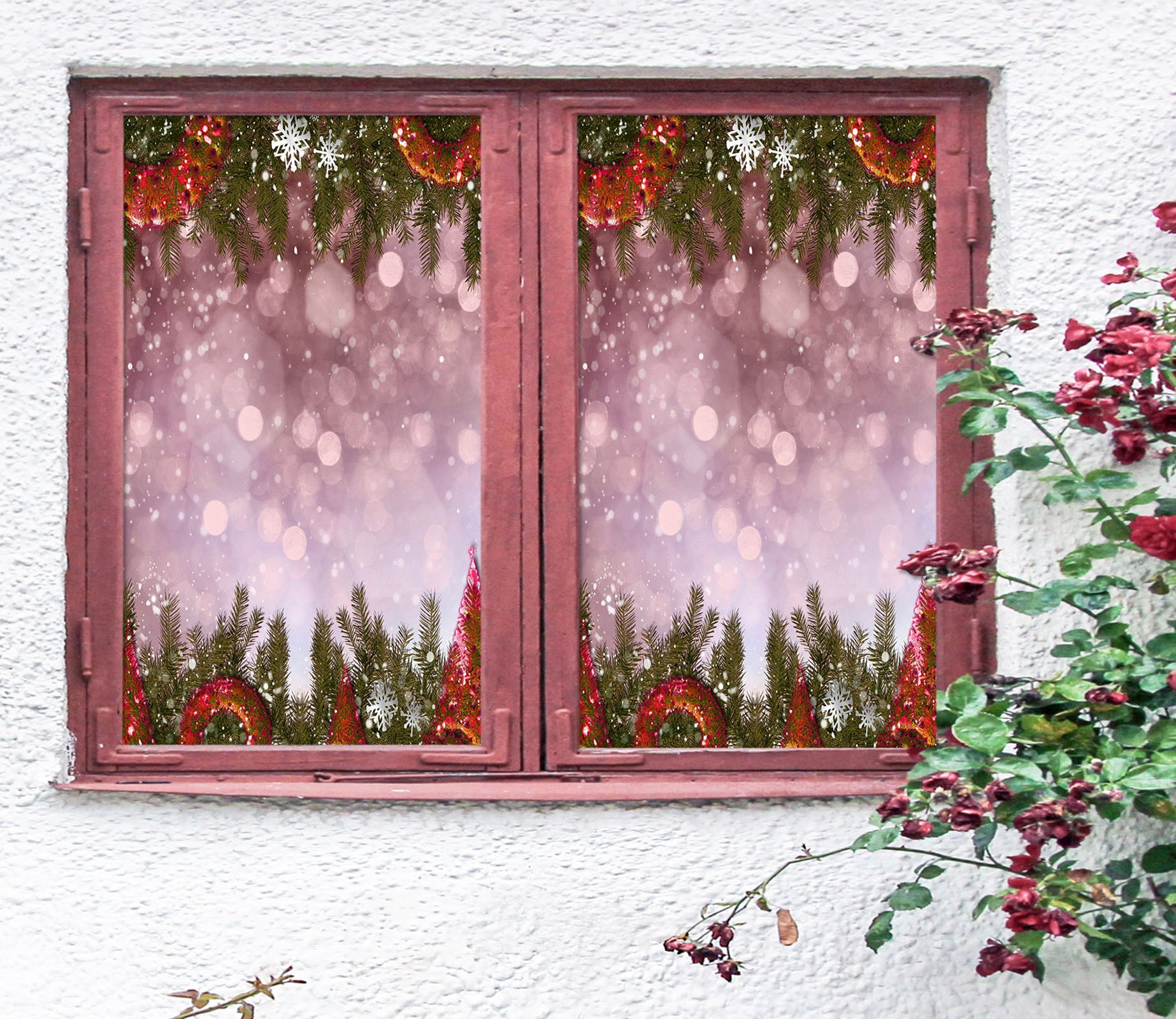 3D Branches 31041 Christmas Window Film Print Sticker Cling Stained Glass Xmas