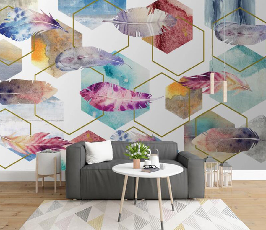 3D Color Dip Dyed Feathers 710 Wall Murals