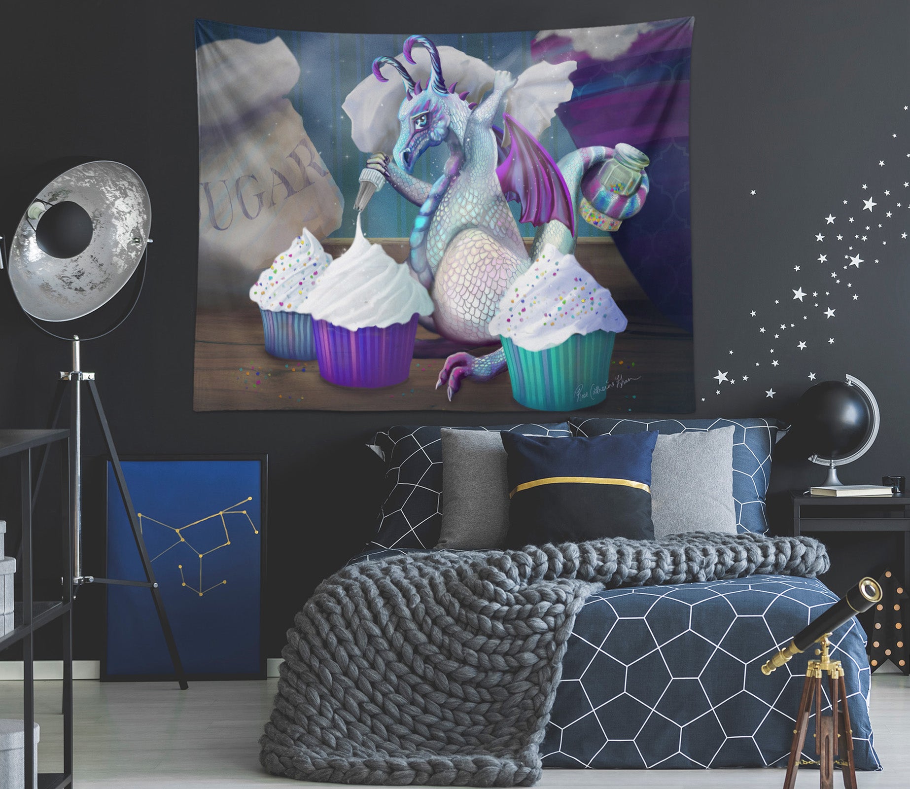 3D Dragon Cake 941 Rose Catherine Khan Tapestry Hanging Cloth Hang