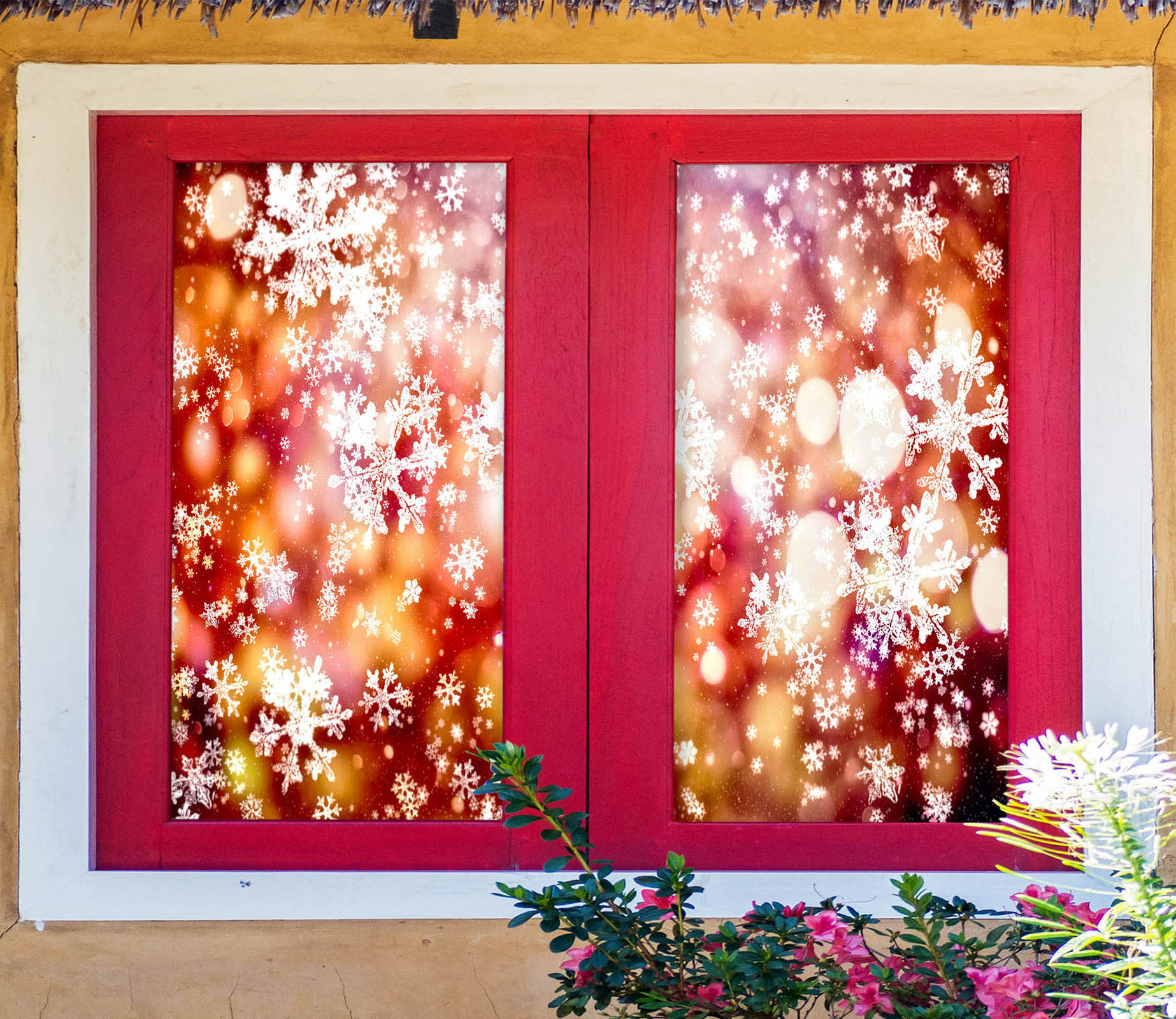 3D Snowflake 31074 Christmas Window Film Print Sticker Cling Stained Glass Xmas